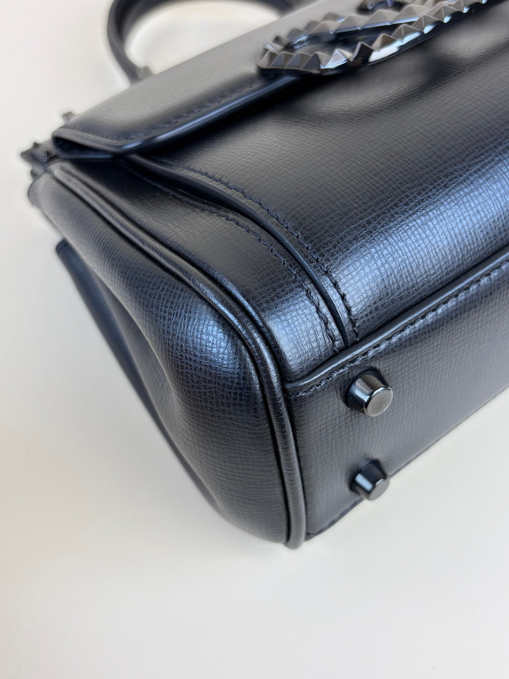 Valentino black grainy calfskin mini rockstud alcove