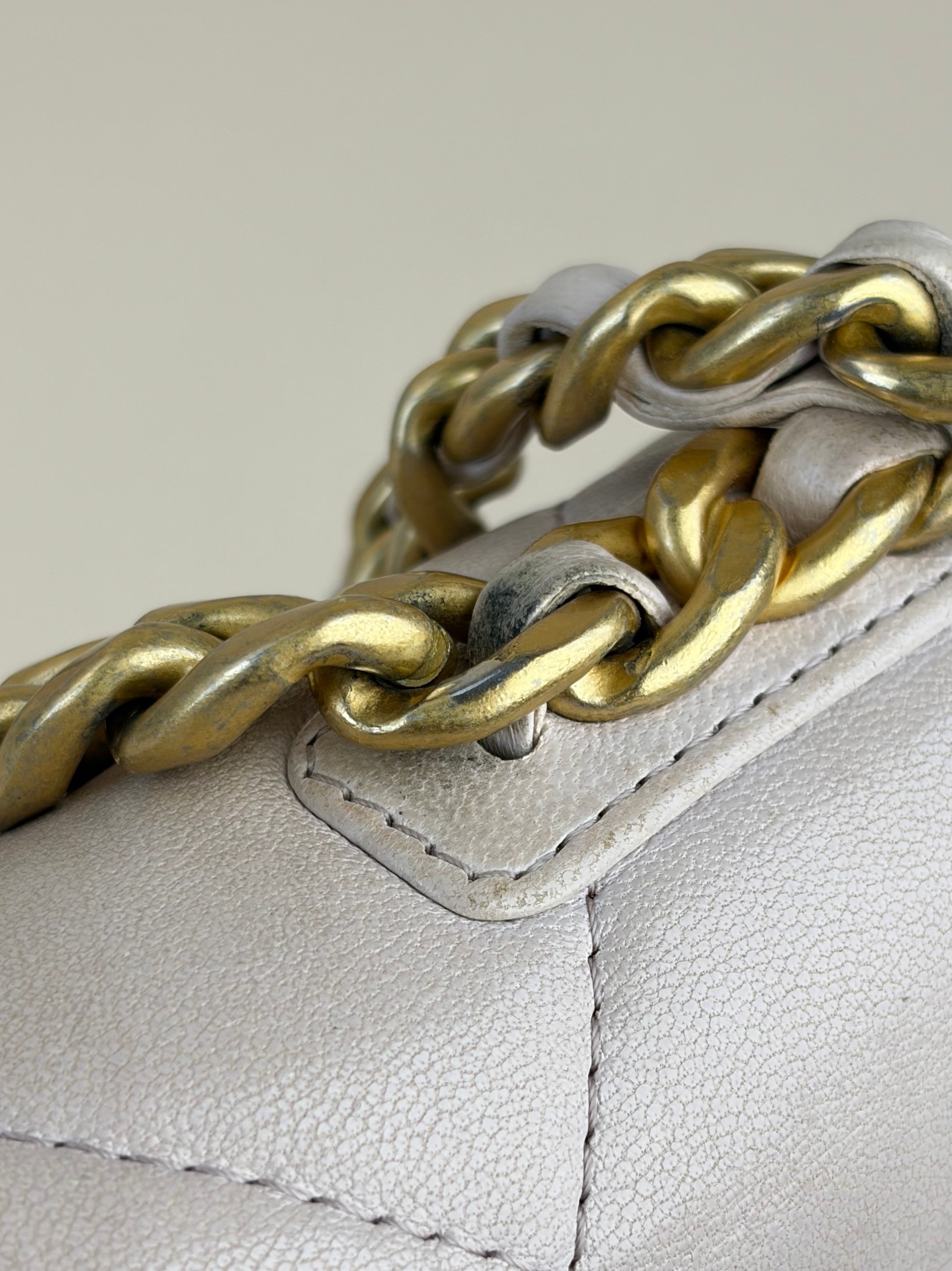 Chanel beige lambskin quilted Chanel 19 wallet on chain gold