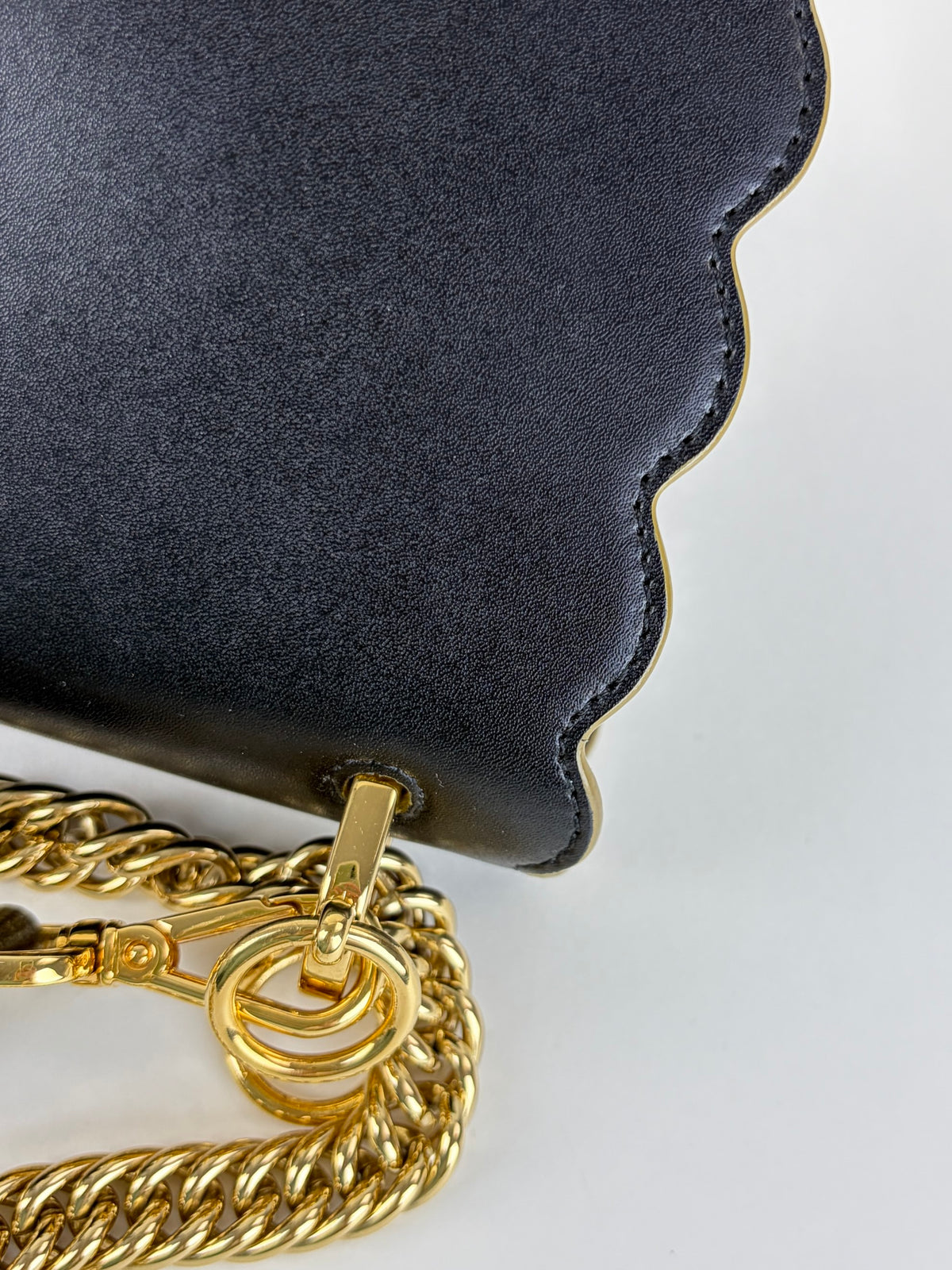 FENDI black vitello lib scalloped studded Kan i shoulder bag medium