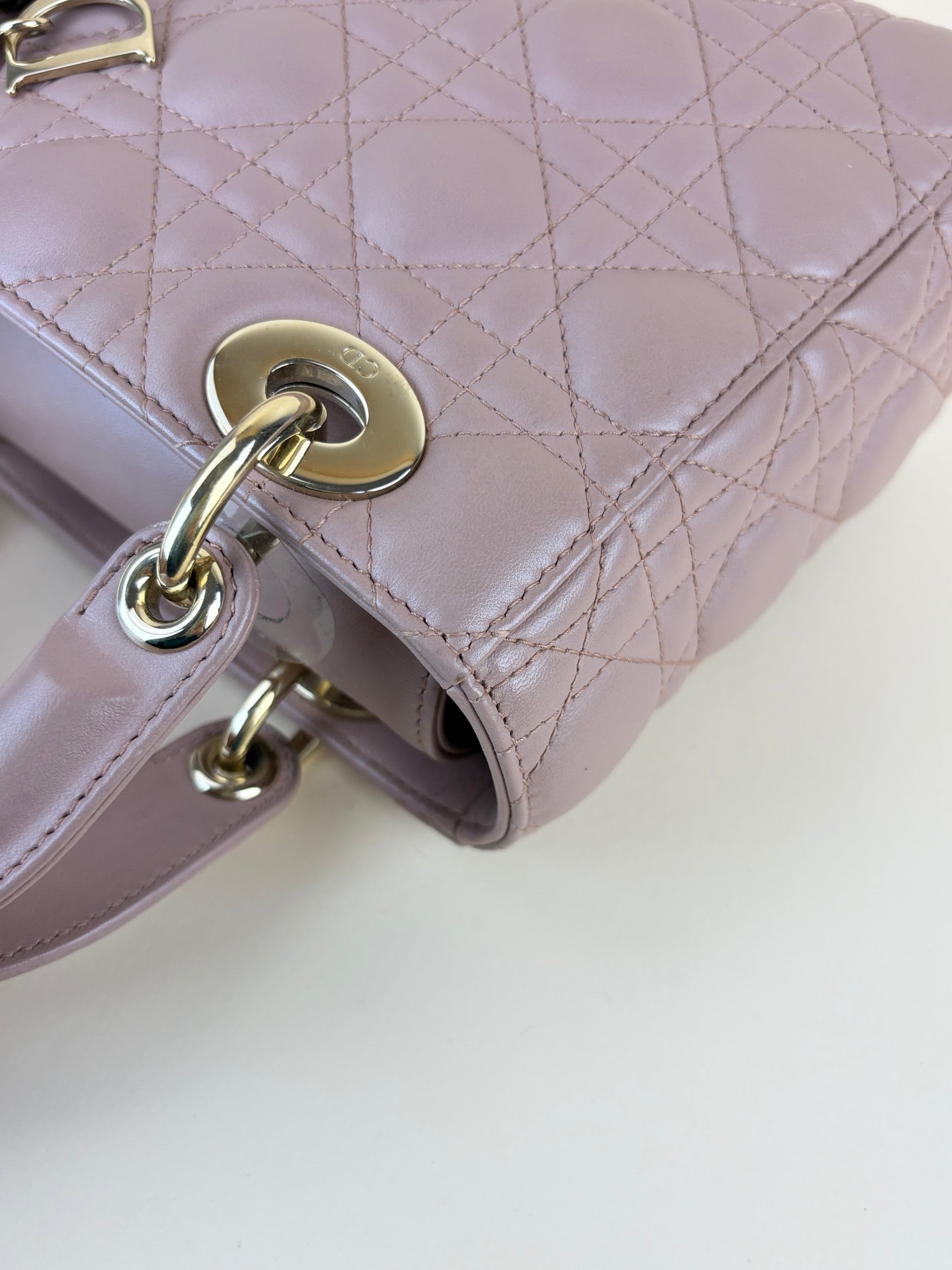 Christian Dior blush caannage lambskin small lady Dior my ABCDIOR