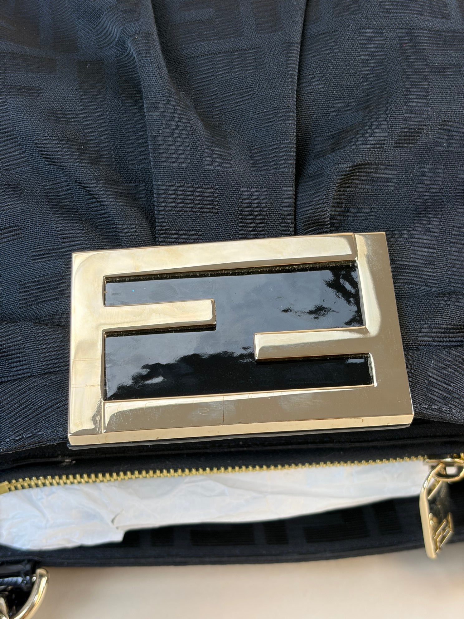 Fendi Black Print Small Mia Tote Bag