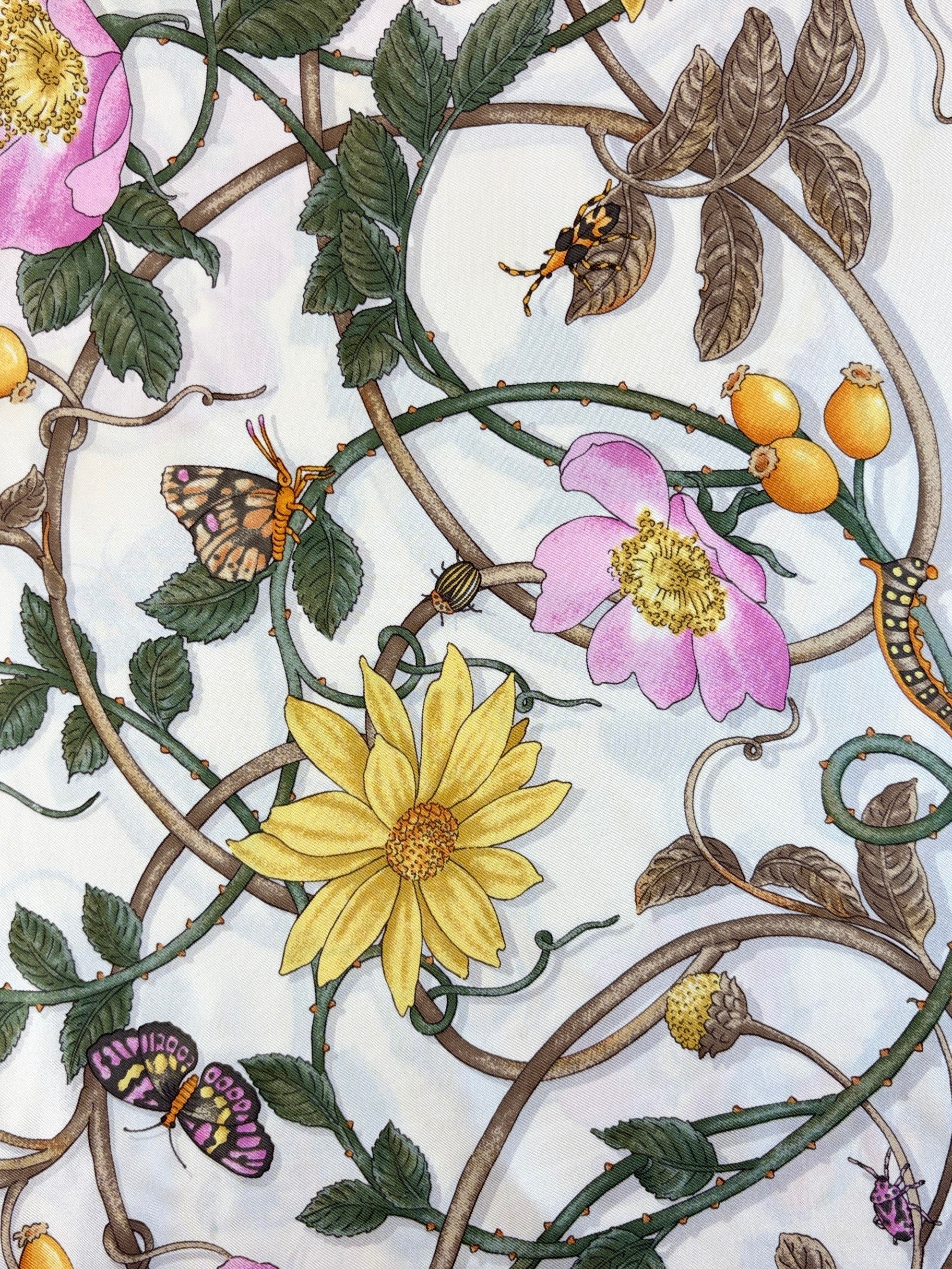 Gucci Multicolor Flower Webby Silk Scarf