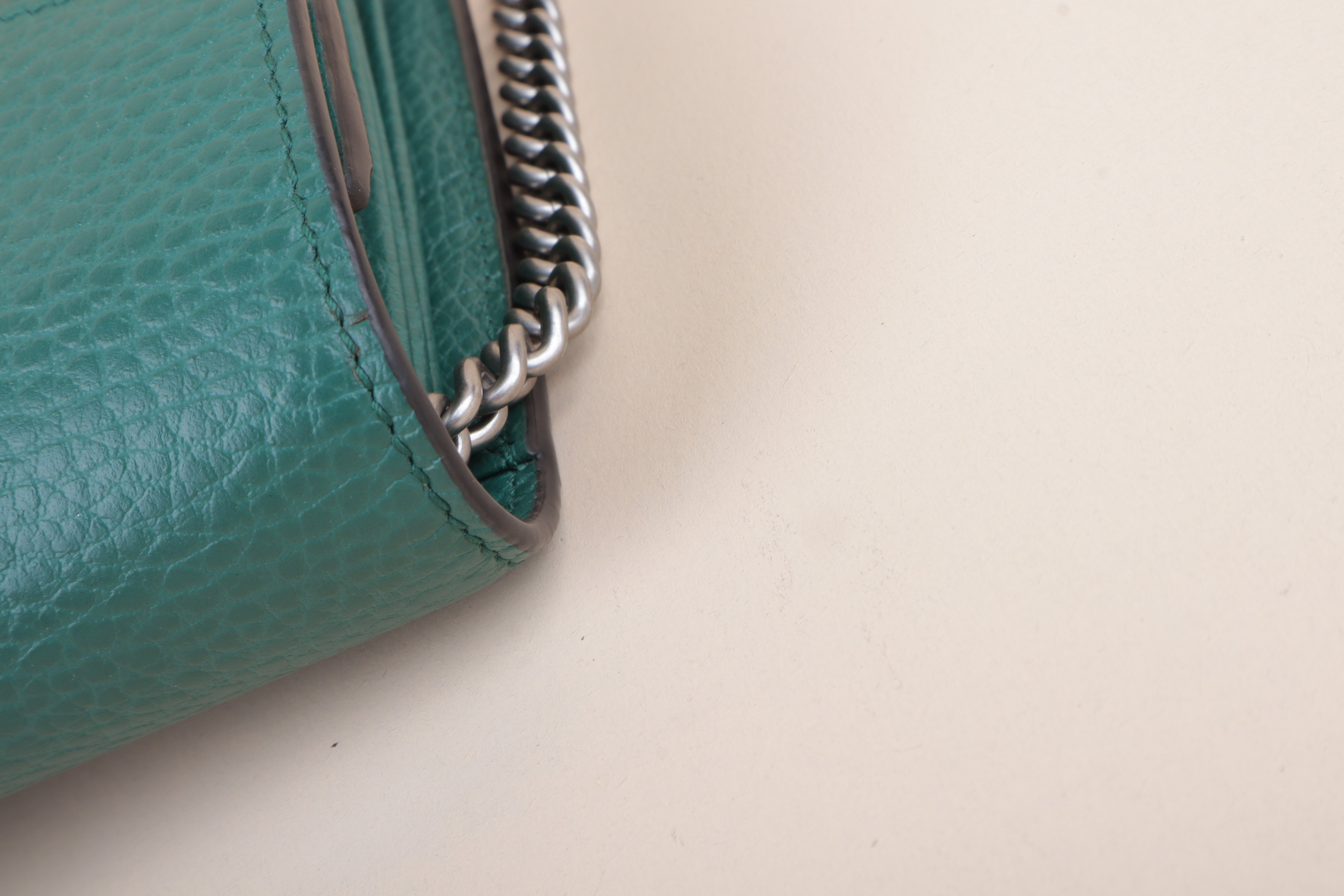 Gucci green Dionysus wallet on Chain crystal logo Bag