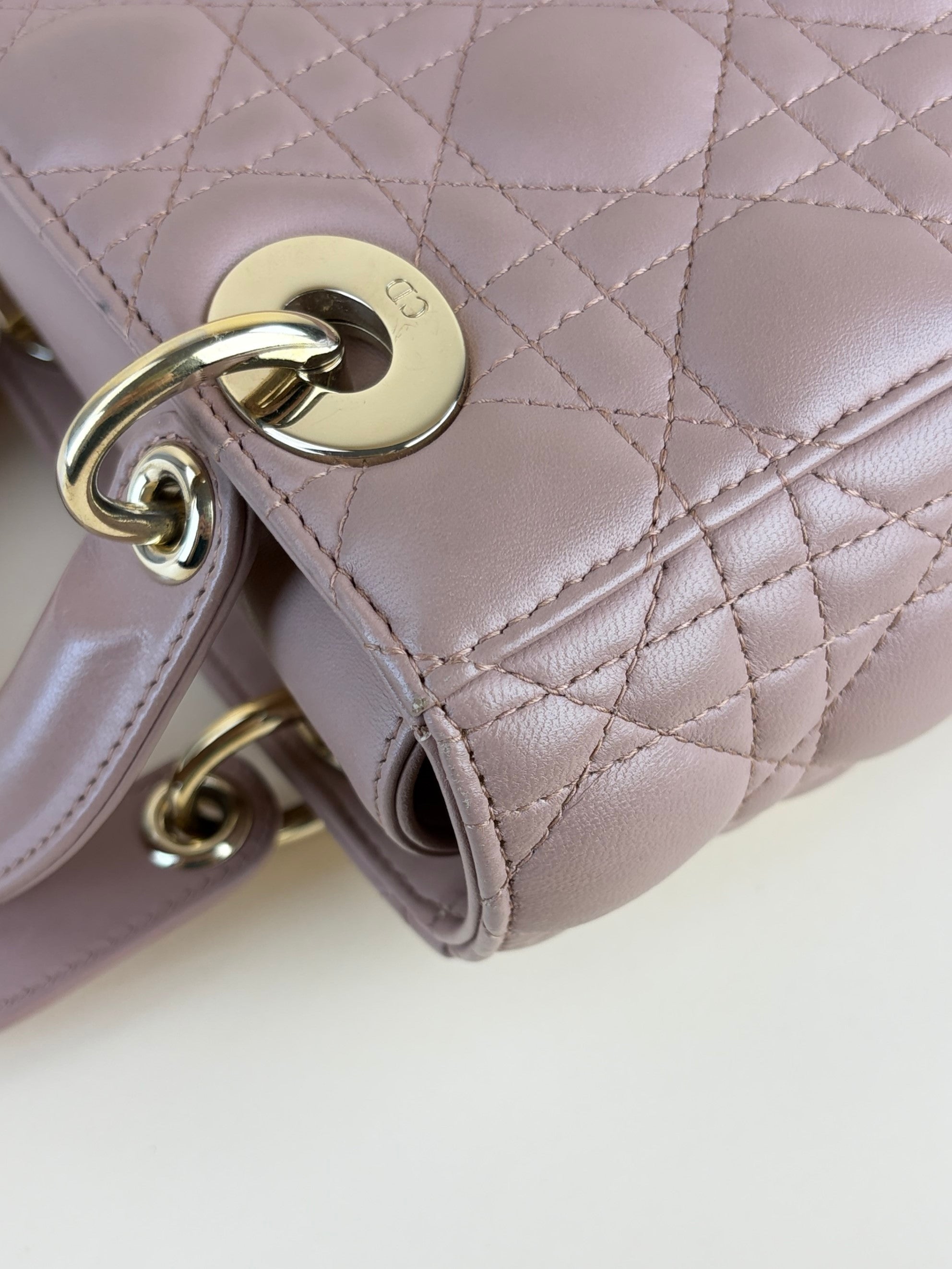 Christian Dior blush caannage lambskin small lady Dior my ABCDIOR
