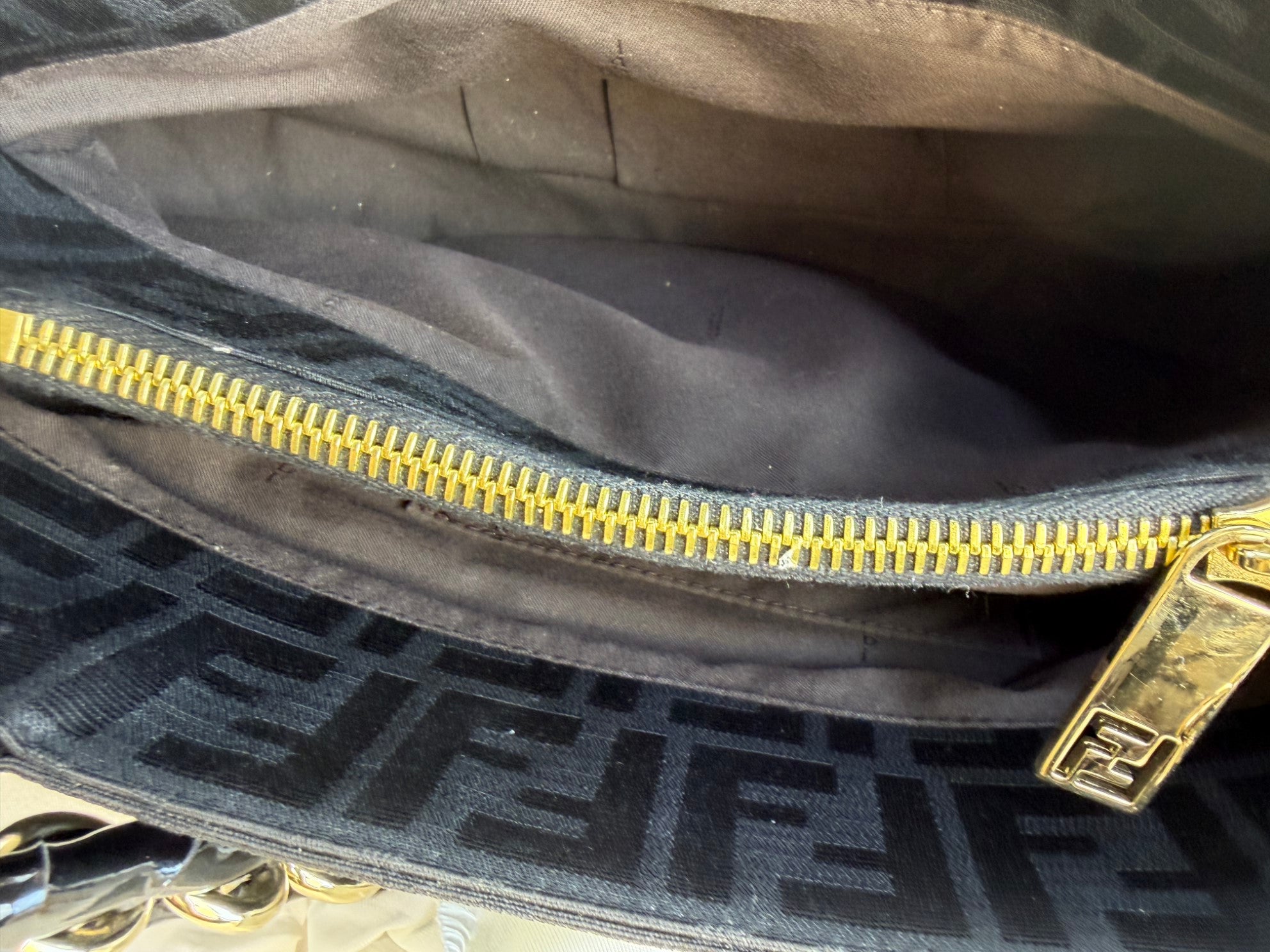 Fendi Black Print Small Mia Tote Bag