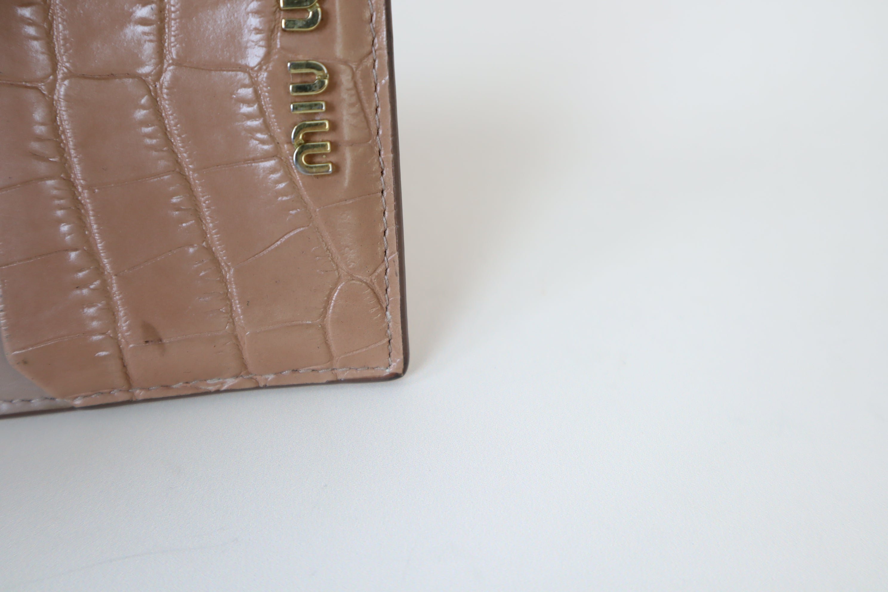 Miu Miu Nude Croco Niw Niw Card Holder