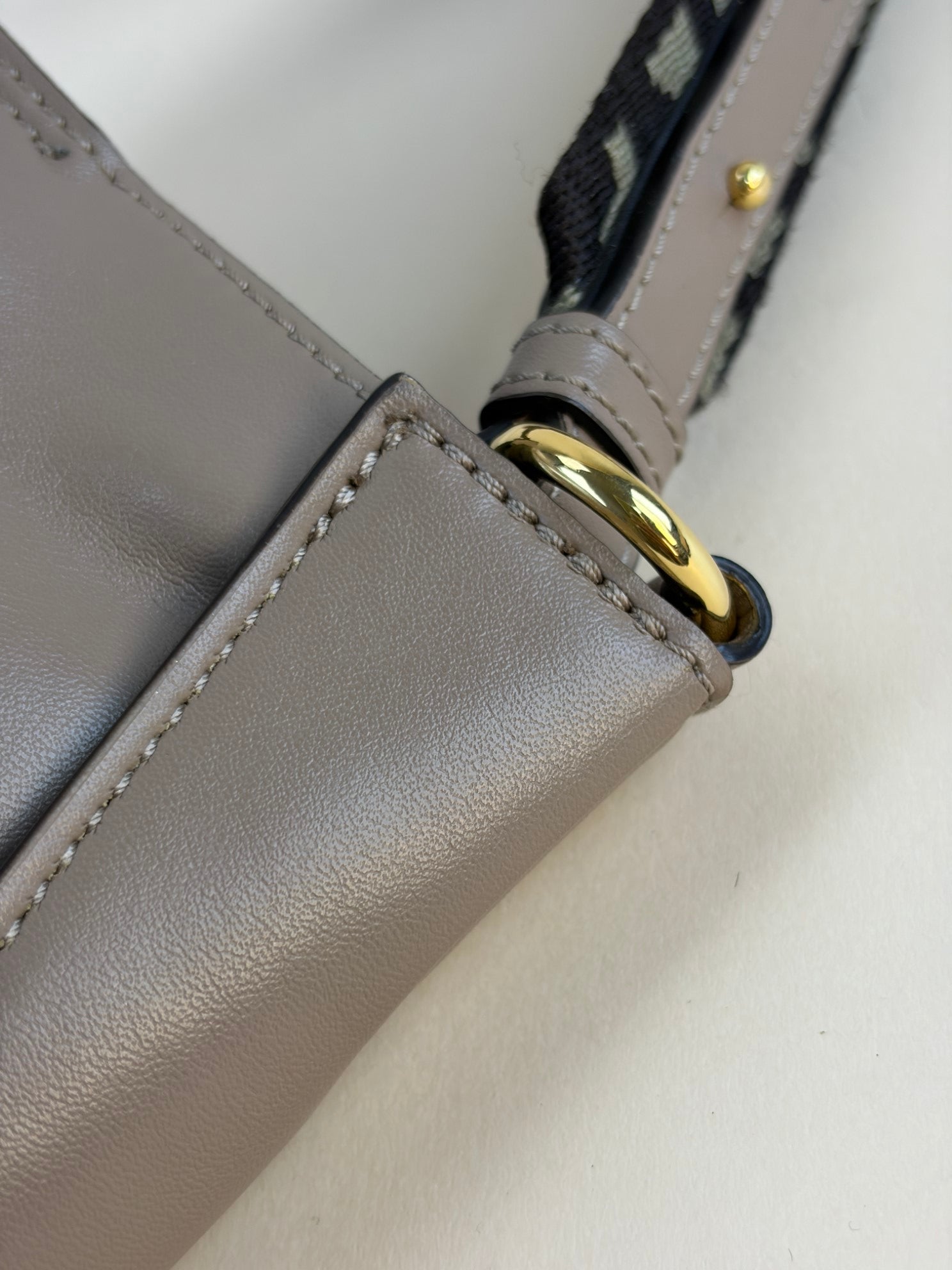 Stella Mccartney Beige Tiny Logo Square Crossbody Bag