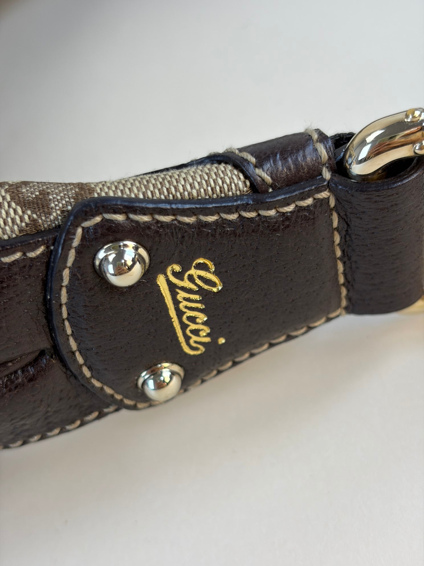 Gucci Tricolor Monogram Bamboo Horsebit Hobo Amalfi Bag