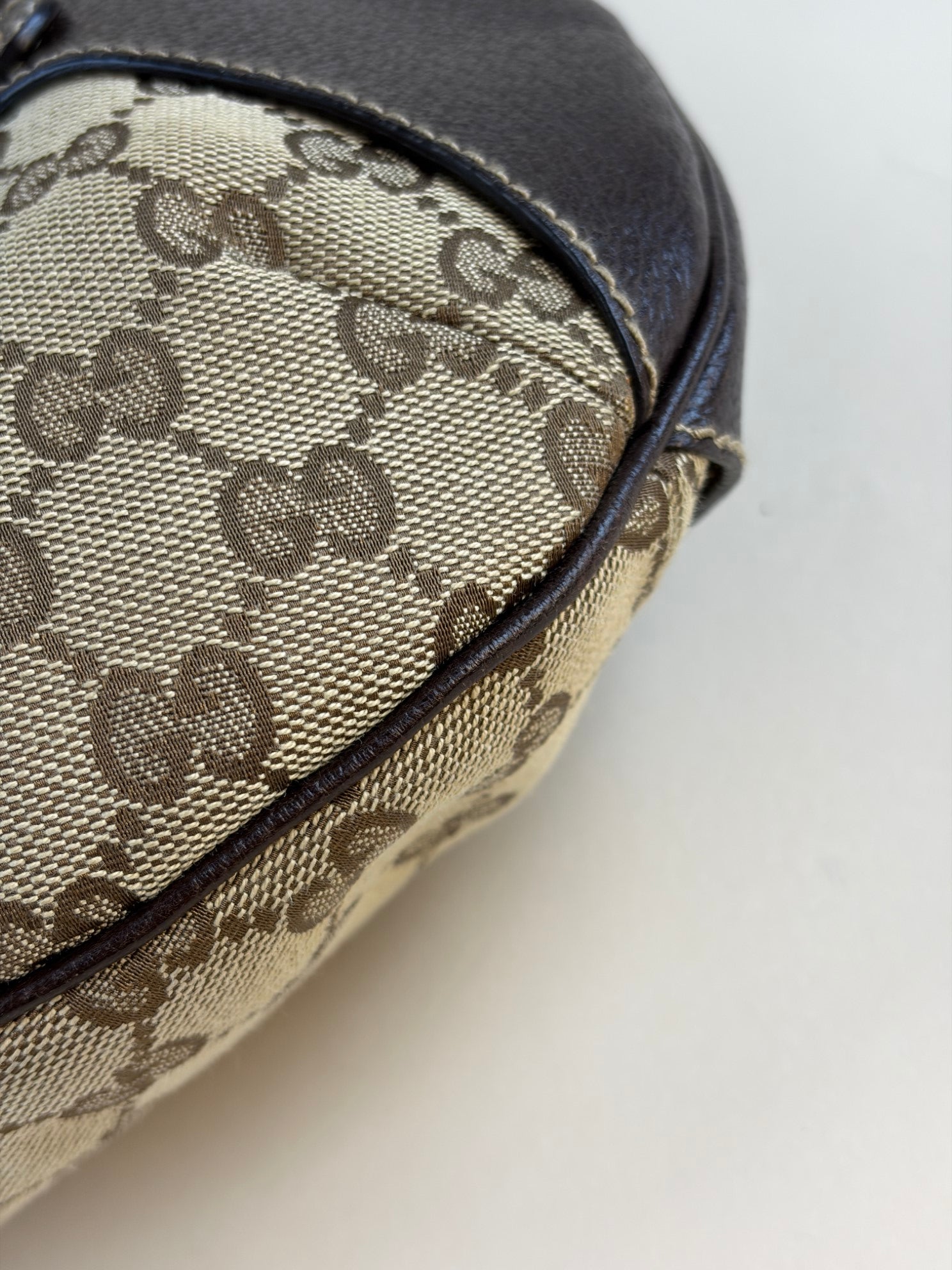 Gucci Tricolor Monogram Bamboo Horsebit Hobo Amalfi Bag