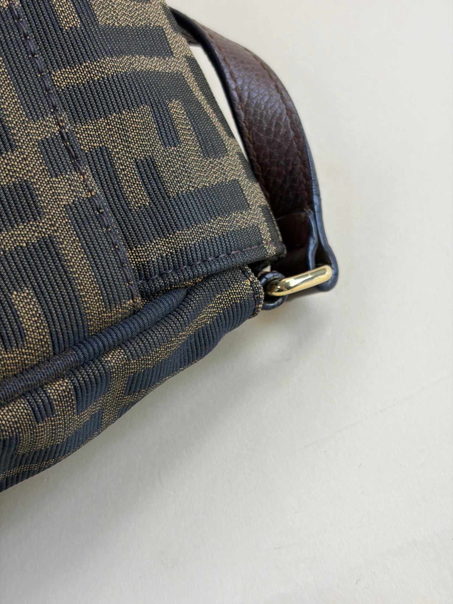 Fendi Tobacco Zucca Vitello Artic Messenger Large Flap Crossbody Bag