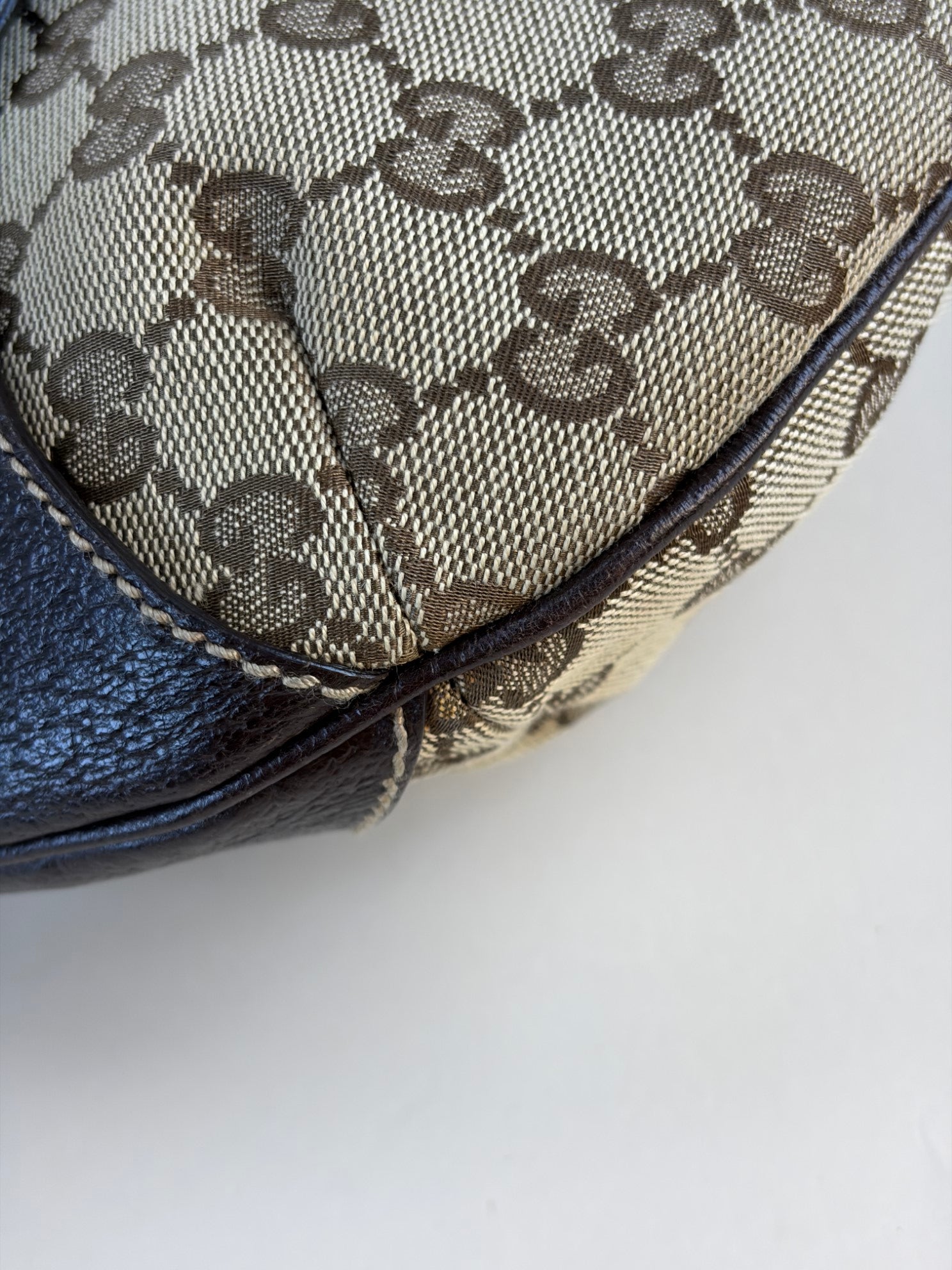 Gucci Tricolor Monogram Bamboo Horsebit Hobo Amalfi Bag