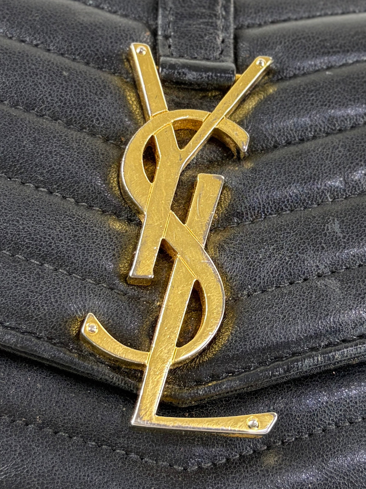 YSL black quilted monogram medium sulpice wallet