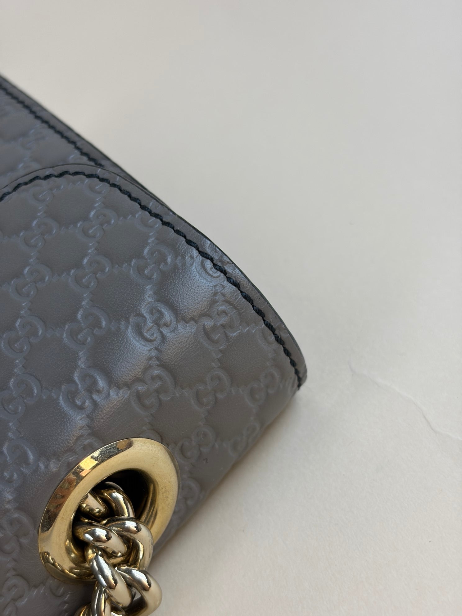 Gucci Grey Medium Micro Guccissima Emily Chain Shoulder Bag