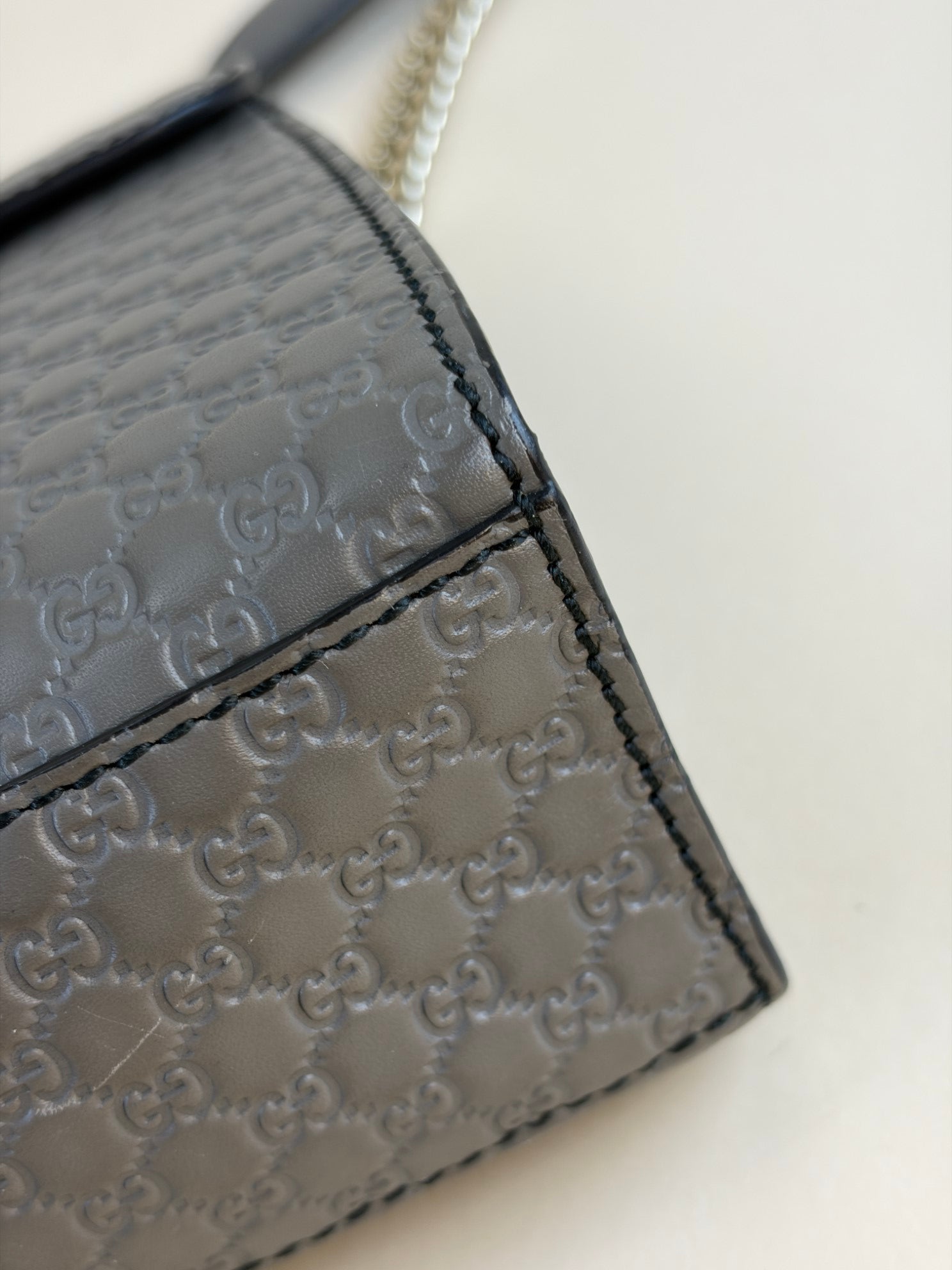 Gucci Grey Medium Micro Guccissima Emily Chain Shoulder Bag