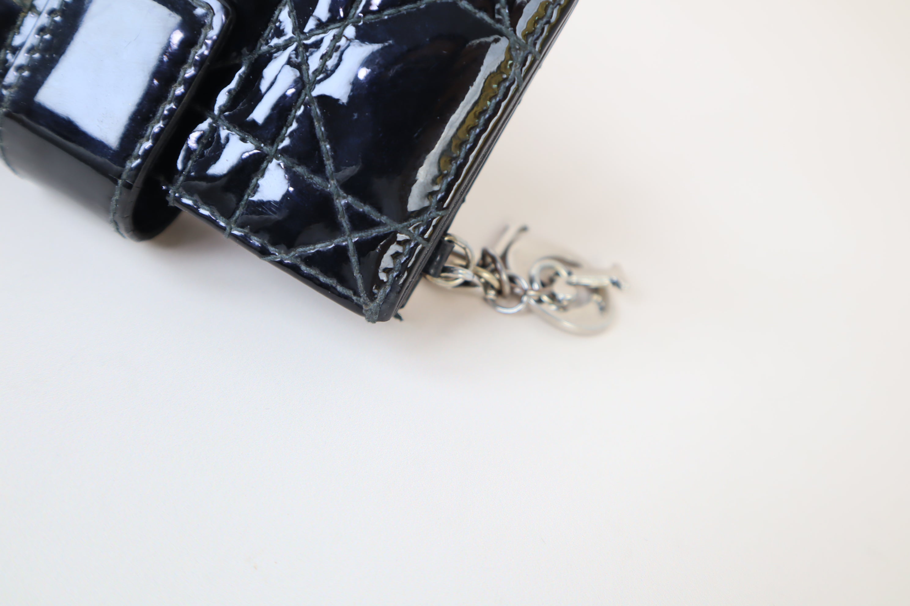 Christian Dior Black Vernis Lady Dior Jasmine Small Wallet
