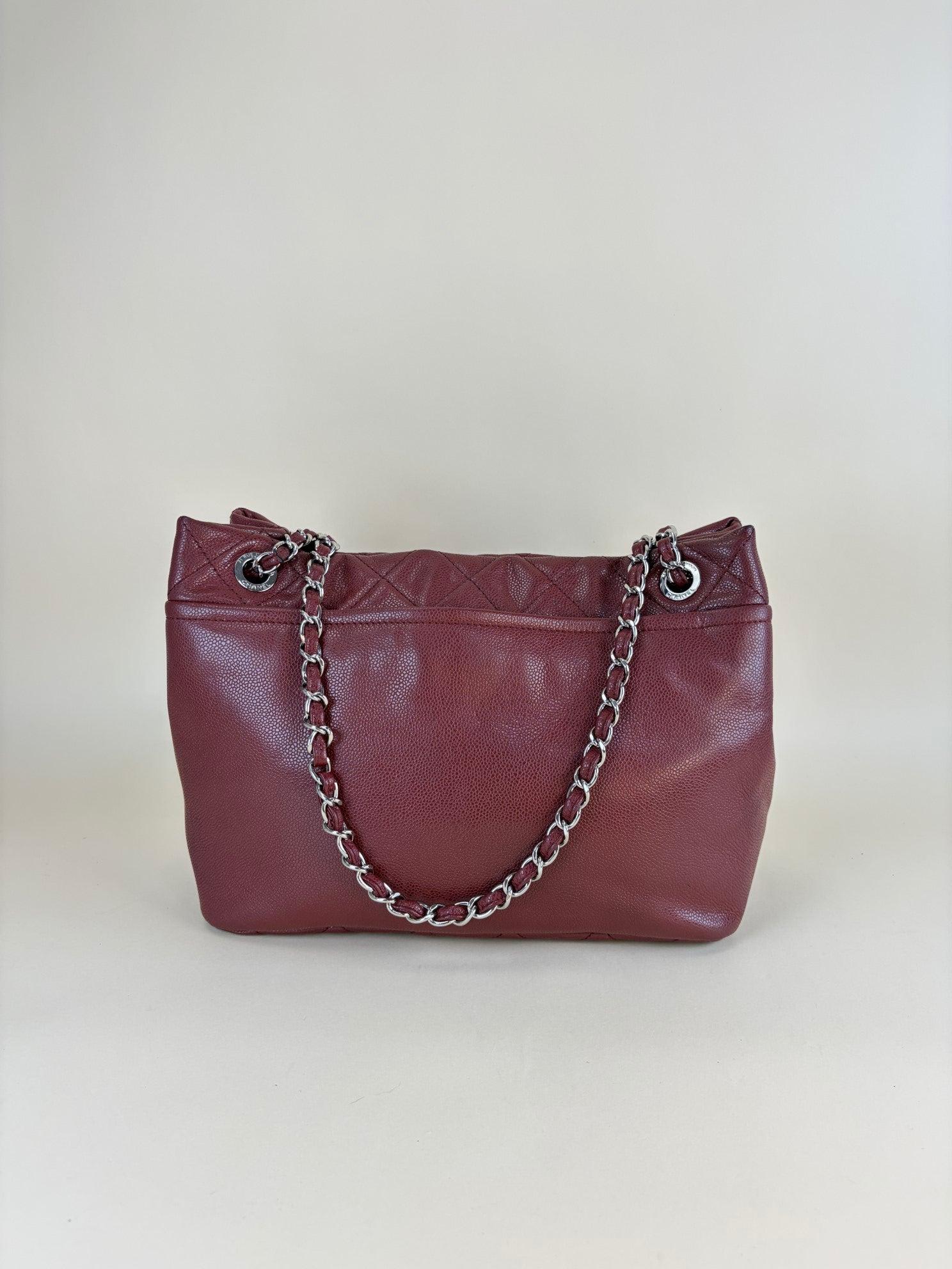 Chanel Dark Red Quilted Timeless CC Tote Large Bag