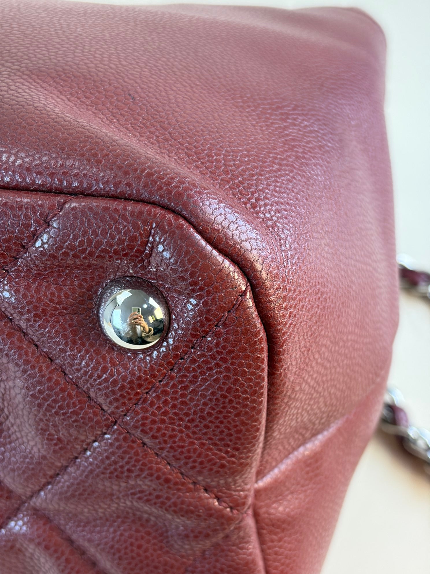 Chanel Dark Red Quilted Timeless CC Tote Large Bag
