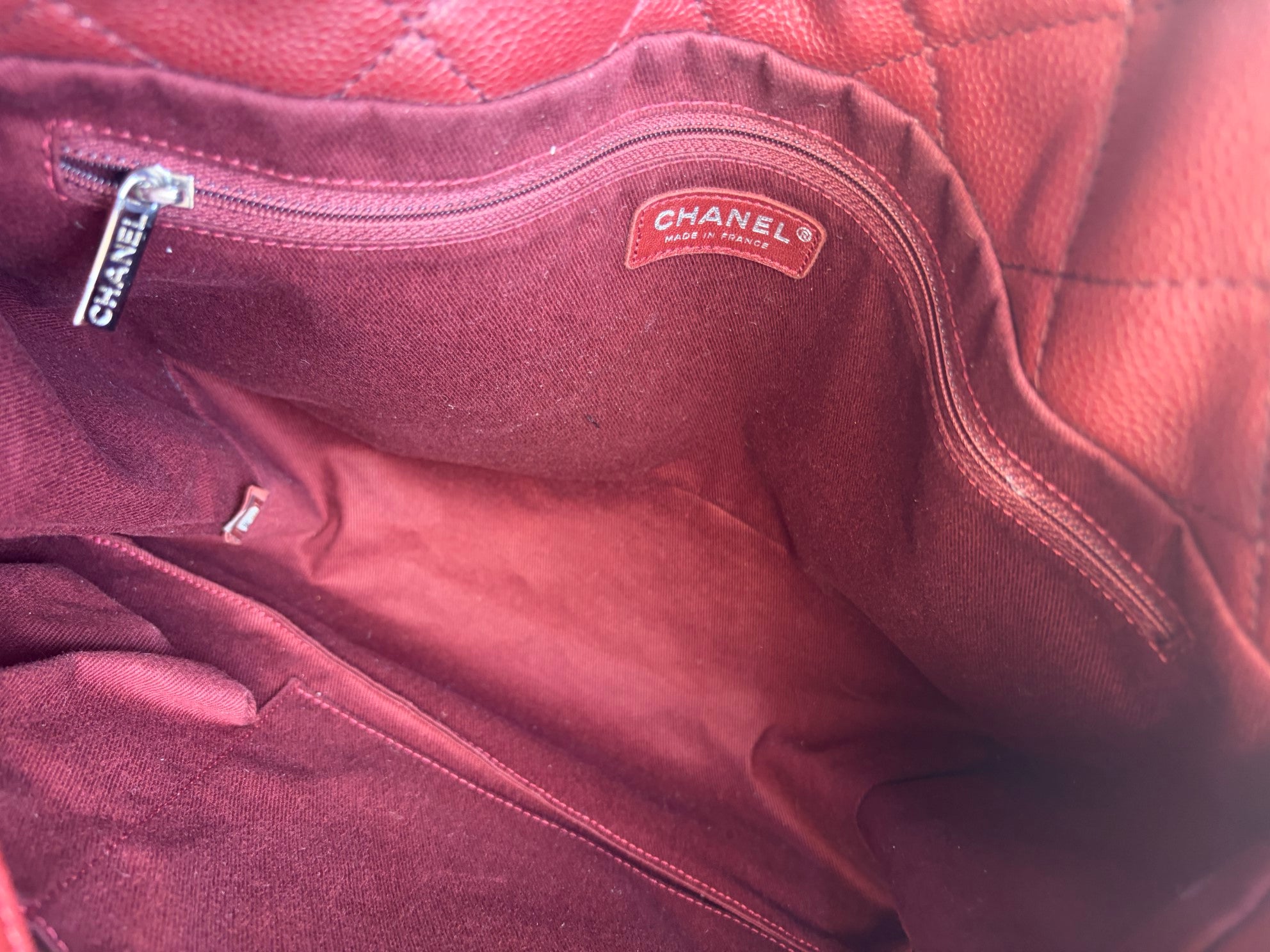 Chanel Dark Red Quilted Timeless CC Tote Large Bag