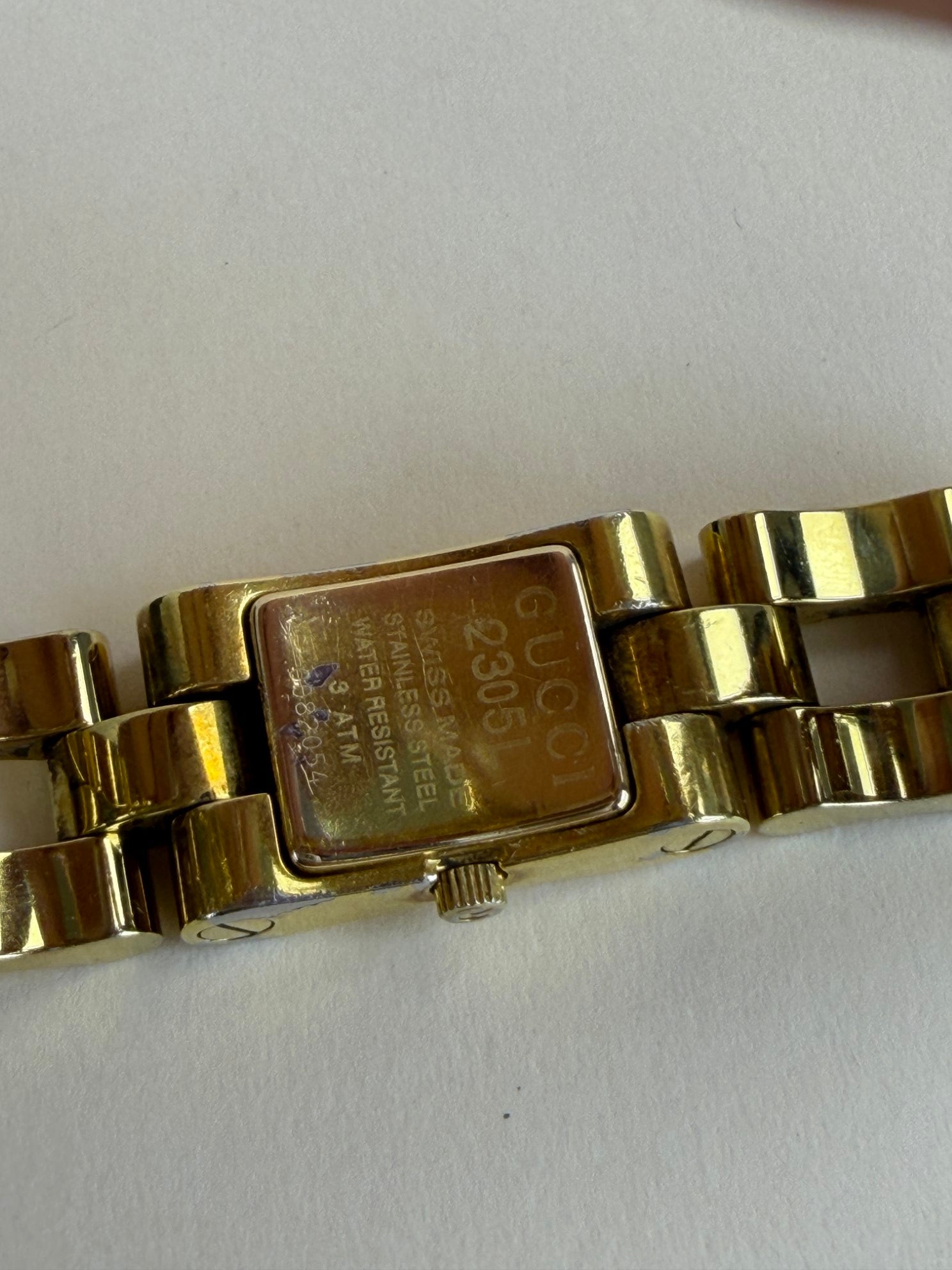 GUCCI gold pated quartz watch 2305L stainless steel