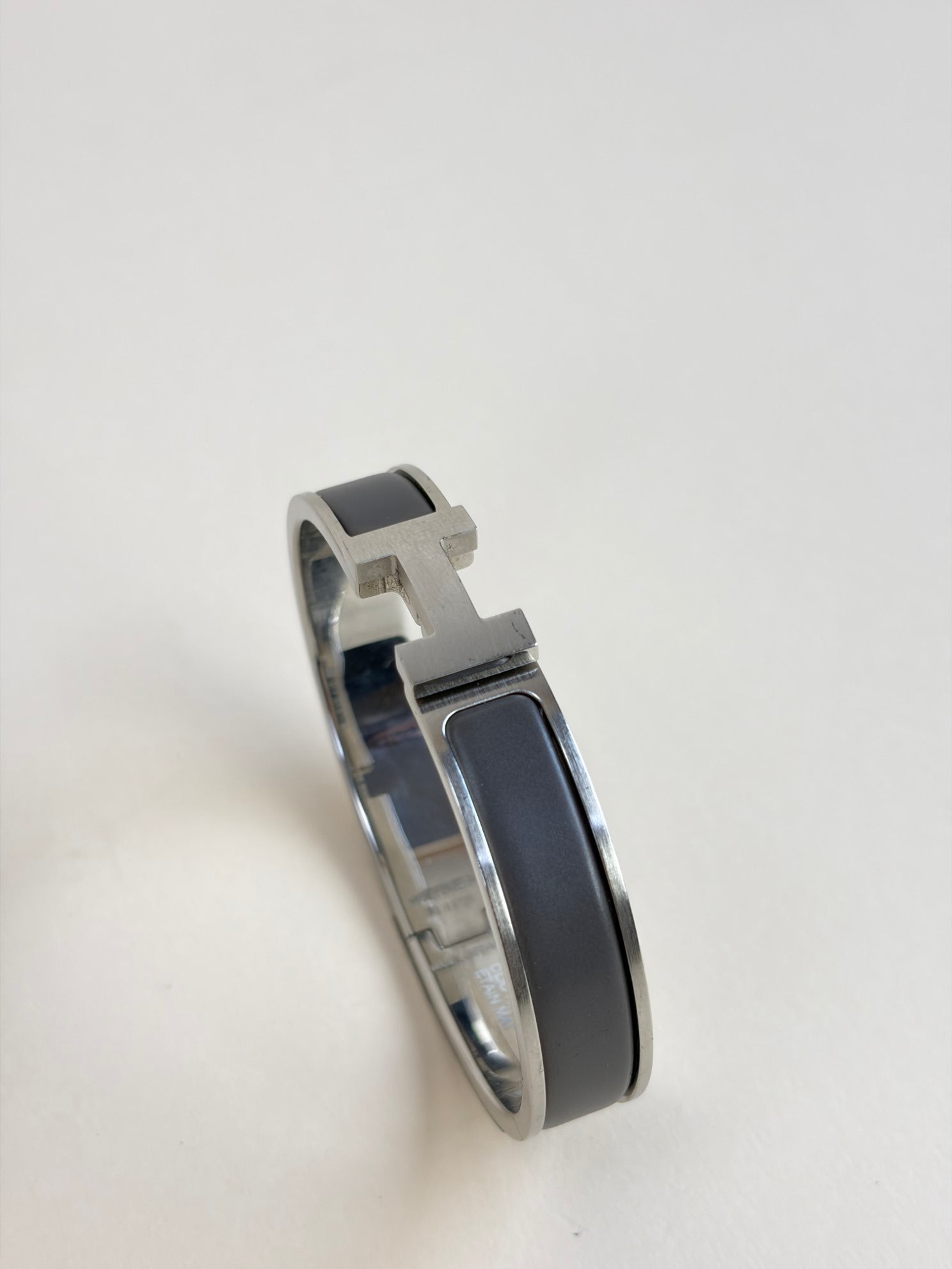 Hermes Matt clic HH gris etain palladium plated large bracelet