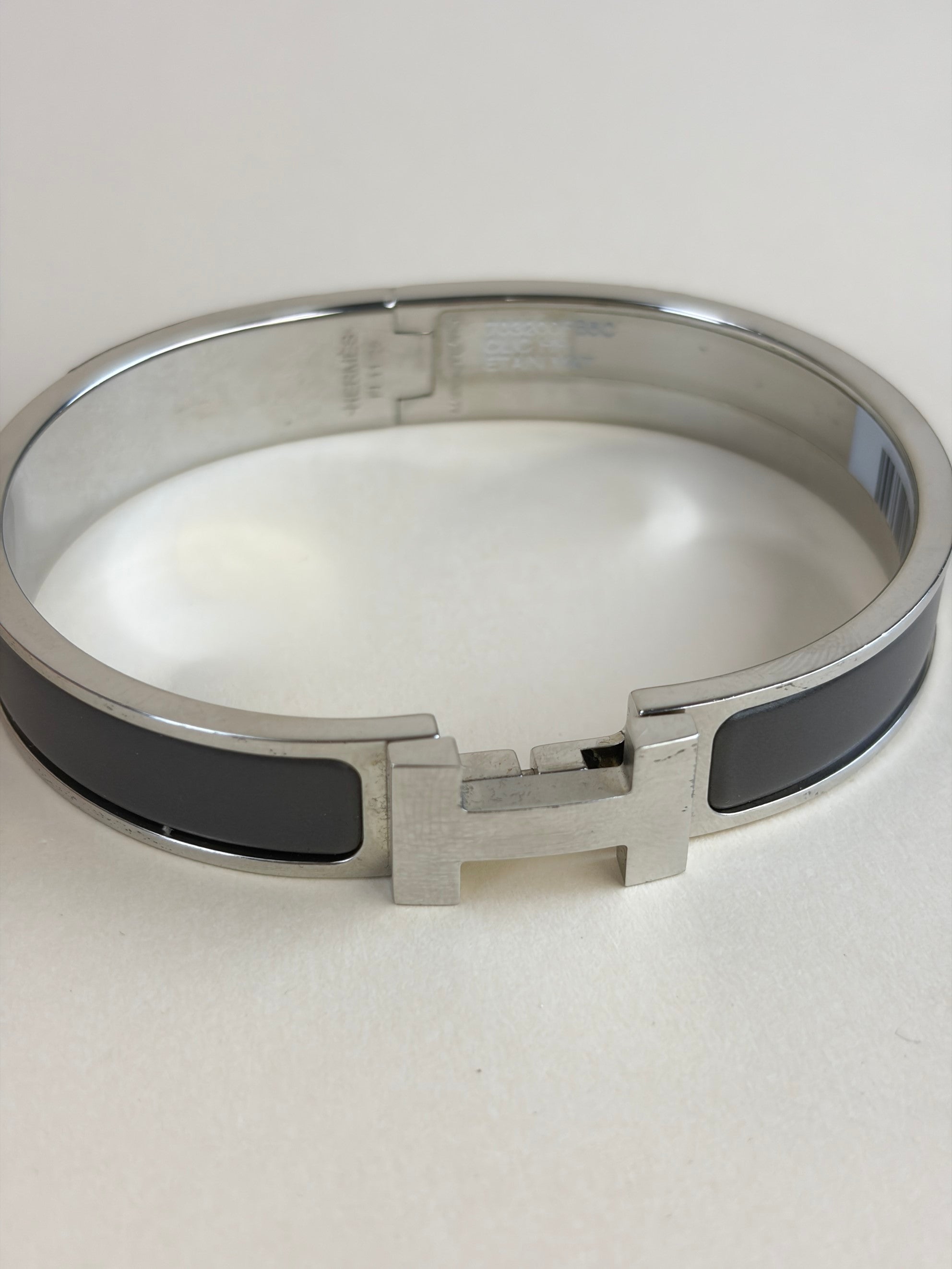 Hermes Matt clic HH gris etain palladium plated large bracelet