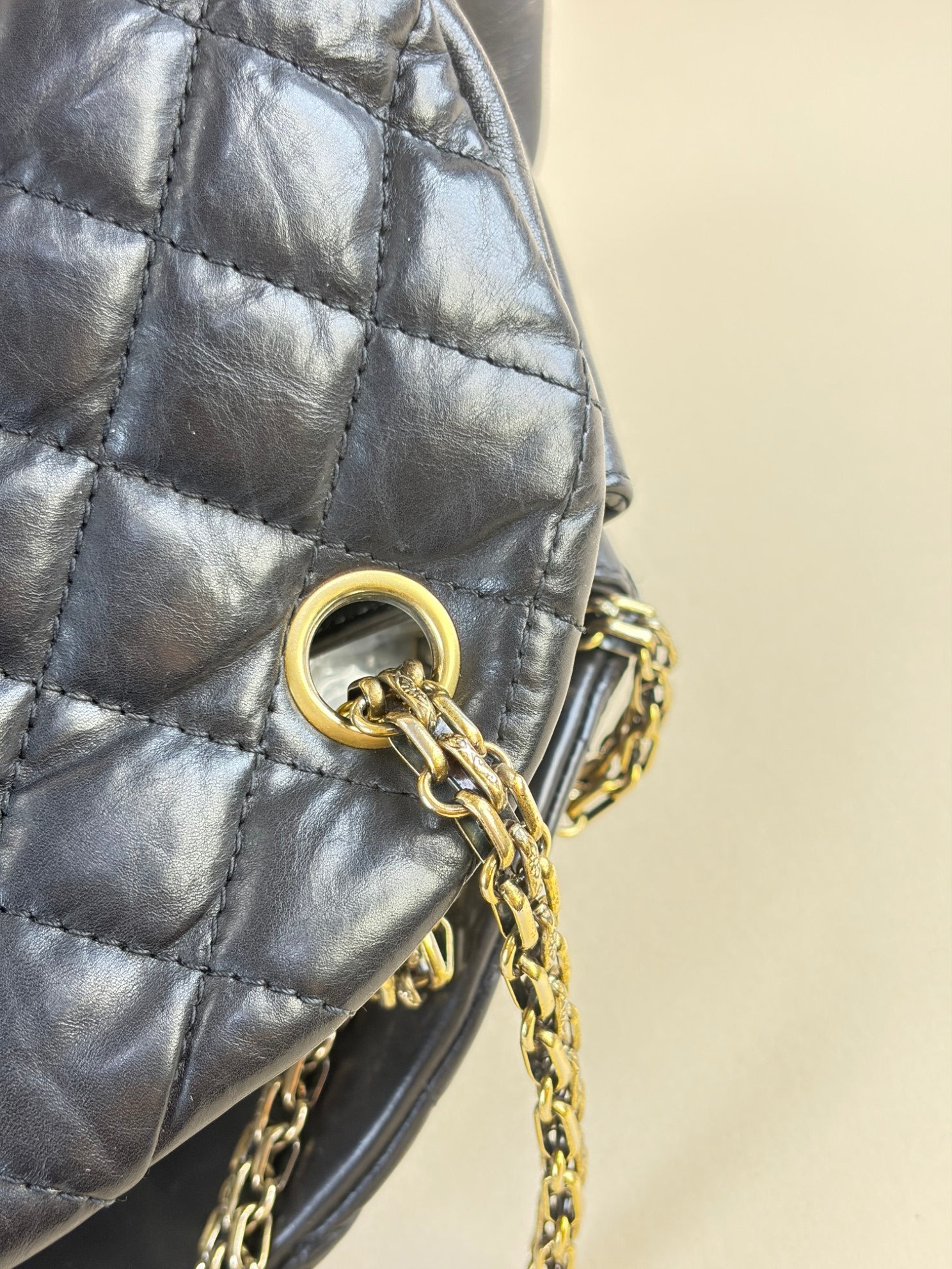 Chanel black calfskin large just mademoiselle bowling chain shoulder bag