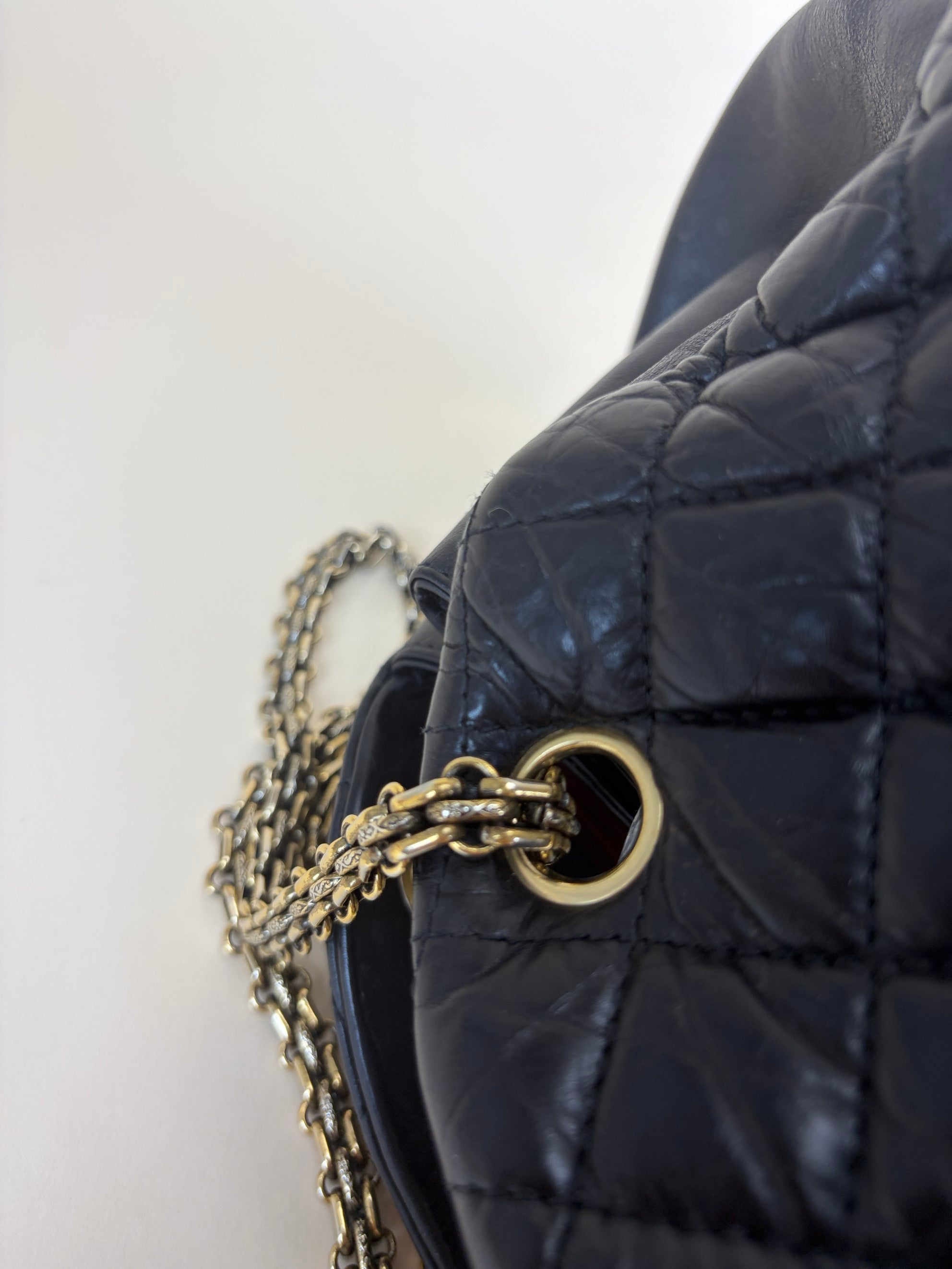 Chanel black calfskin large just mademoiselle bowling chain shoulder bag