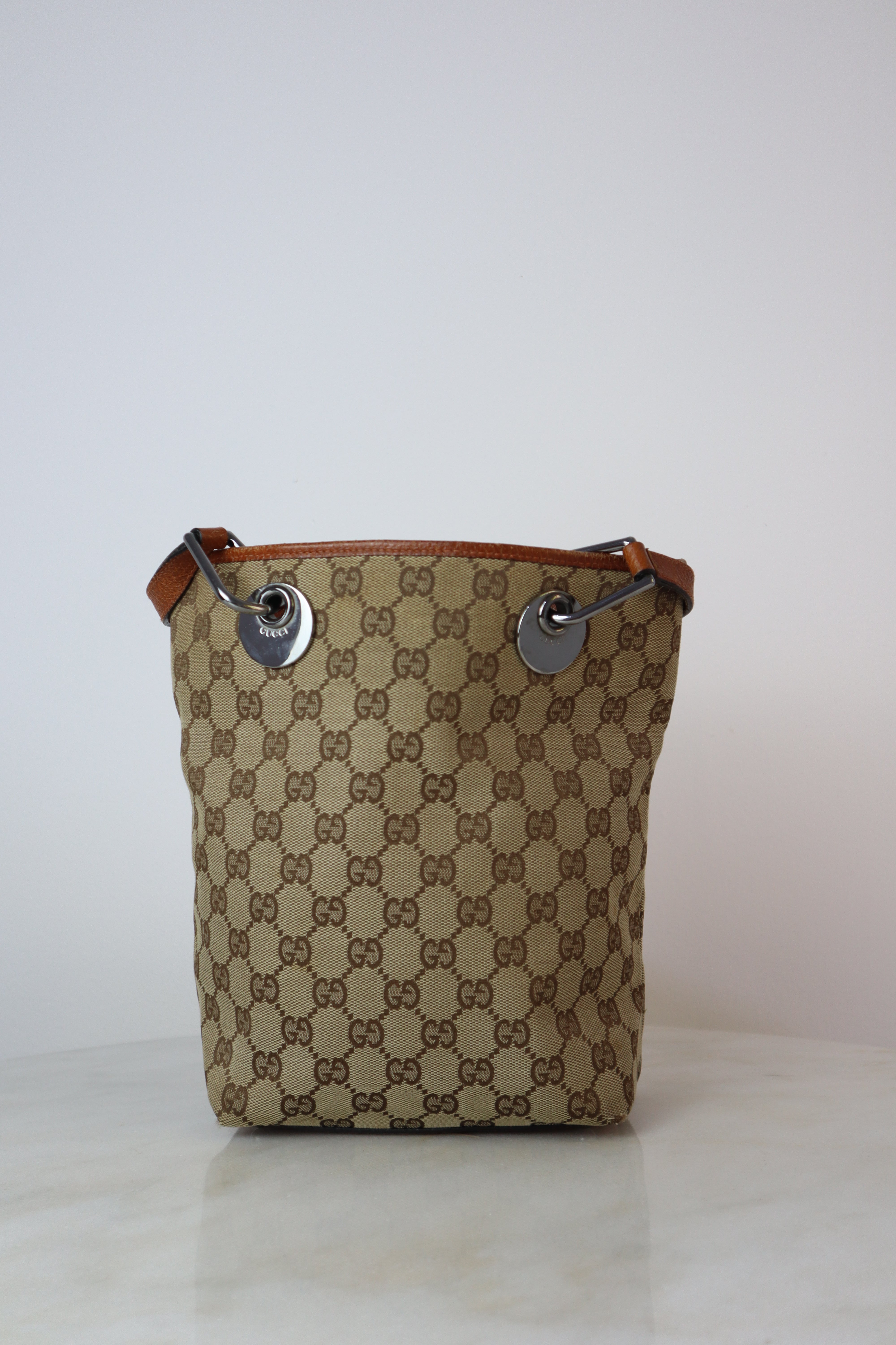 Gucci Brown GG Monogram Small Eclipse Vintage Tote Bag