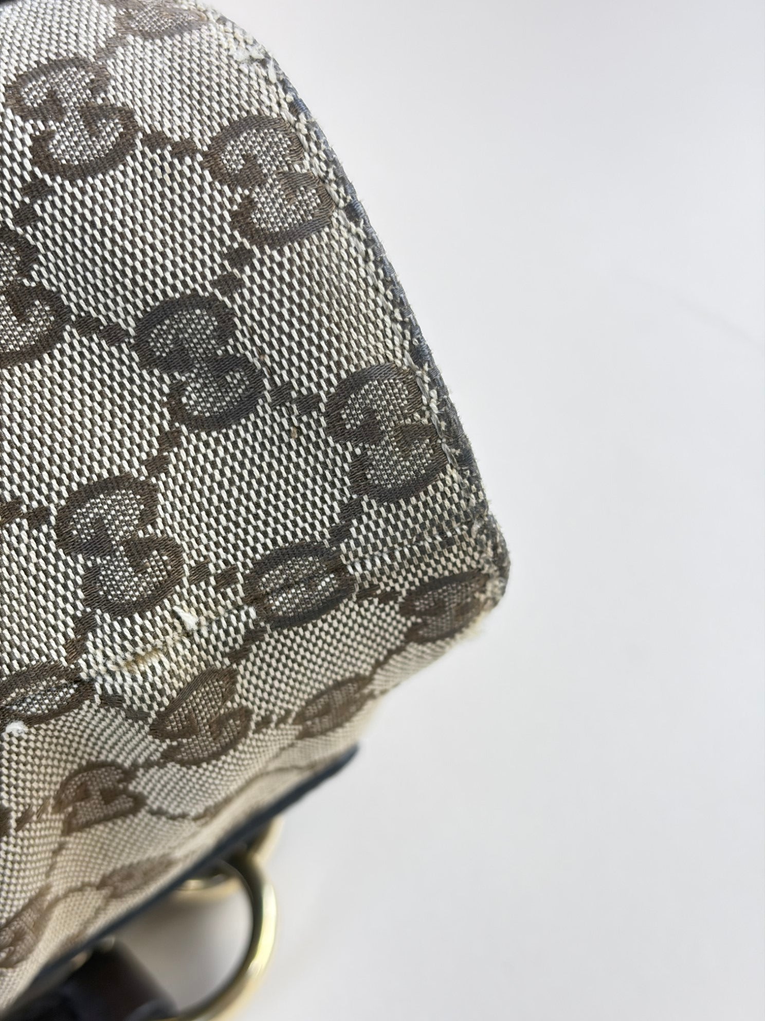 gucci beige, brown gg canvas charm medium tote bag