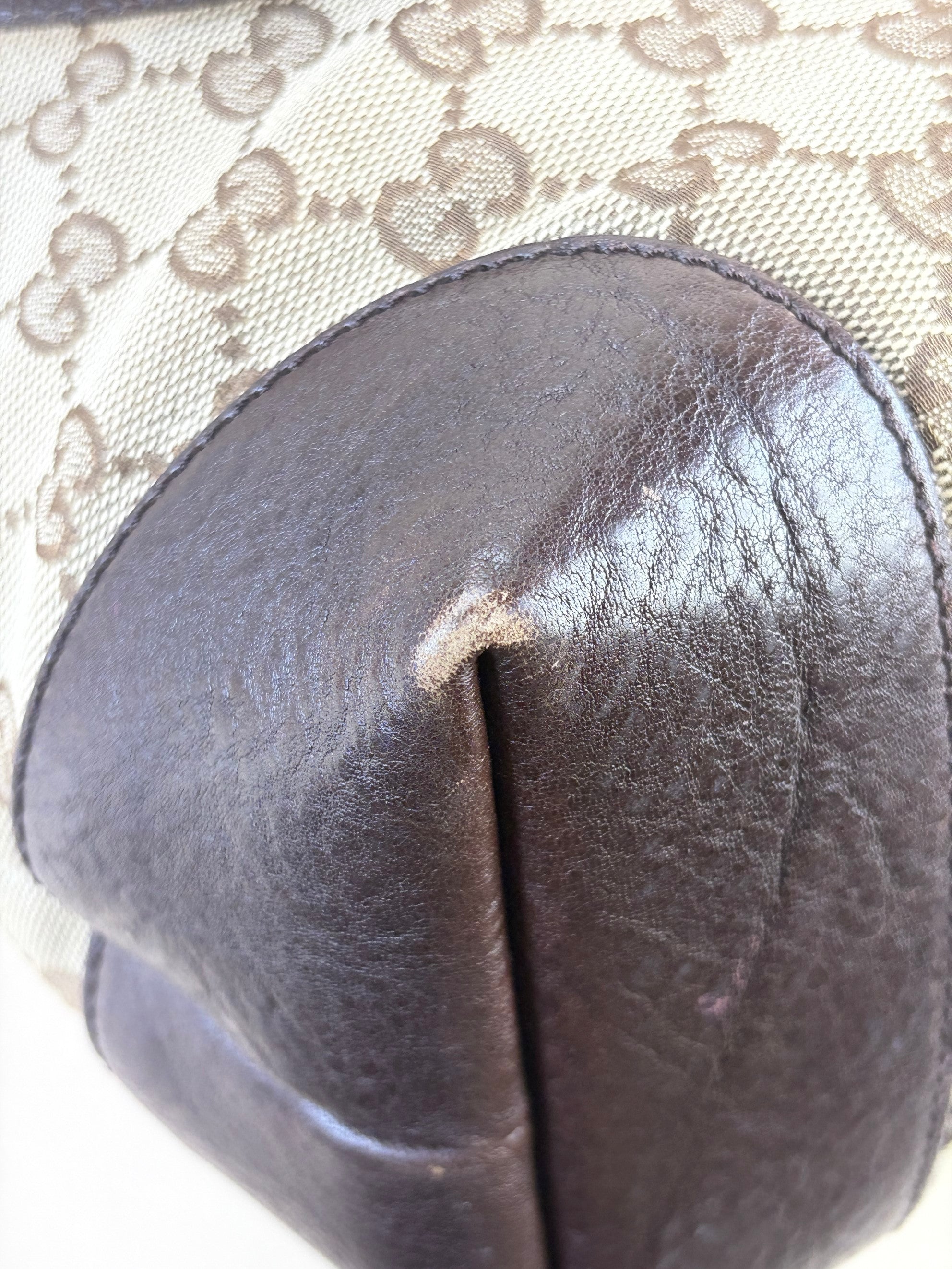 gucci beige, brown gg canvas charm medium tote bag