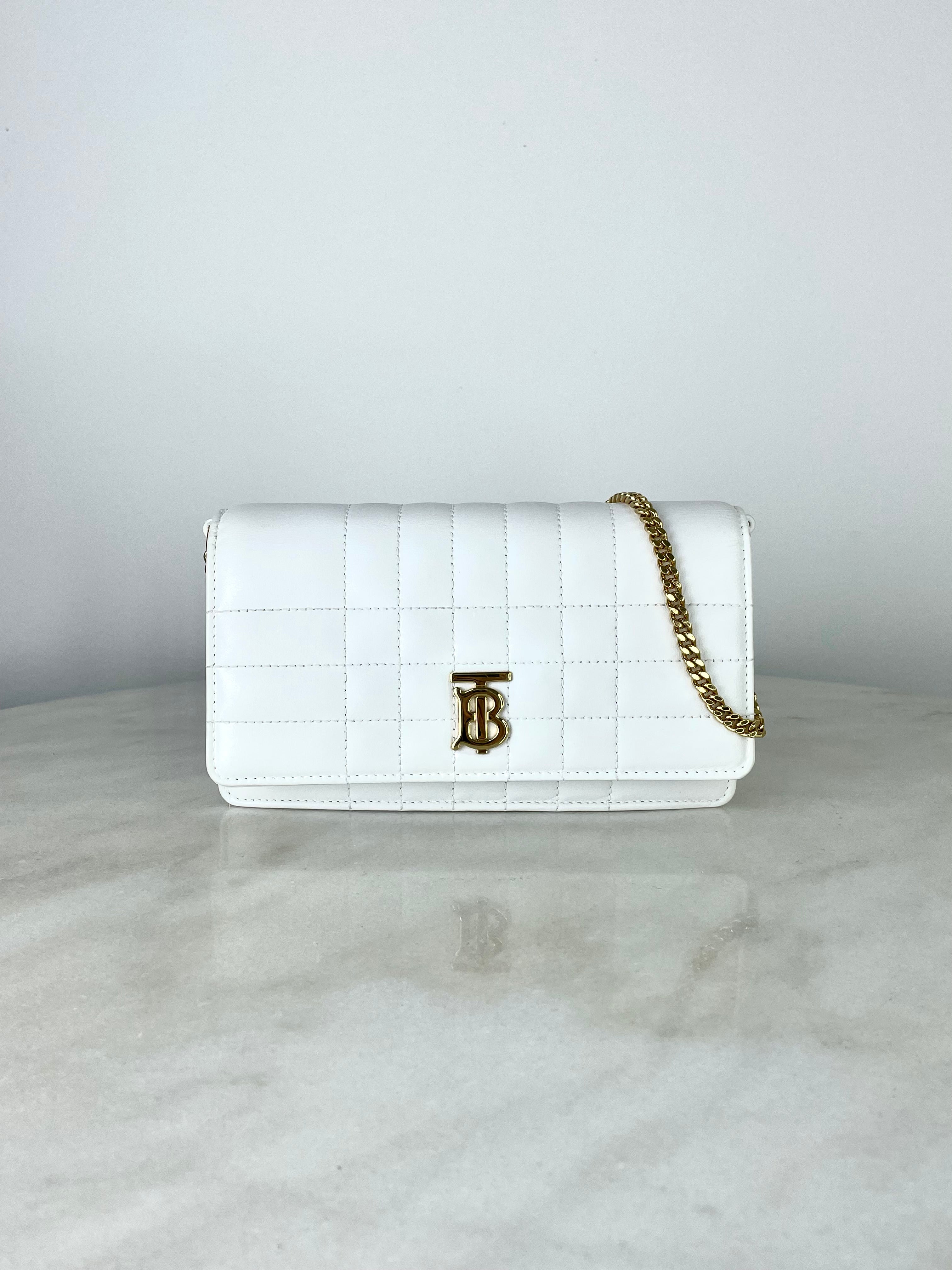 Burberry White Lola TB Crossbody Clutch Bag