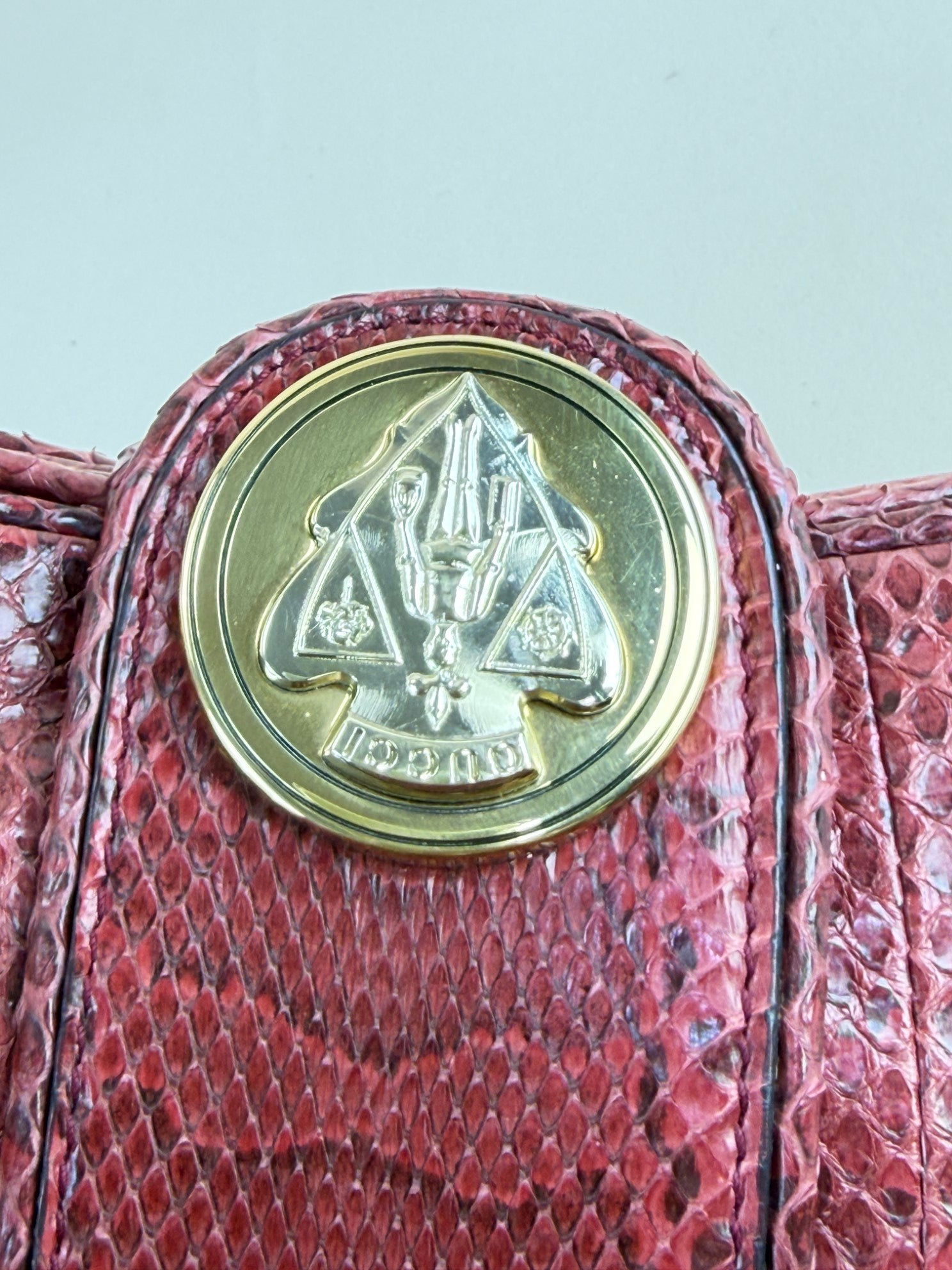 Gucci hysteria guttered red snakeskin vintage flap pouch