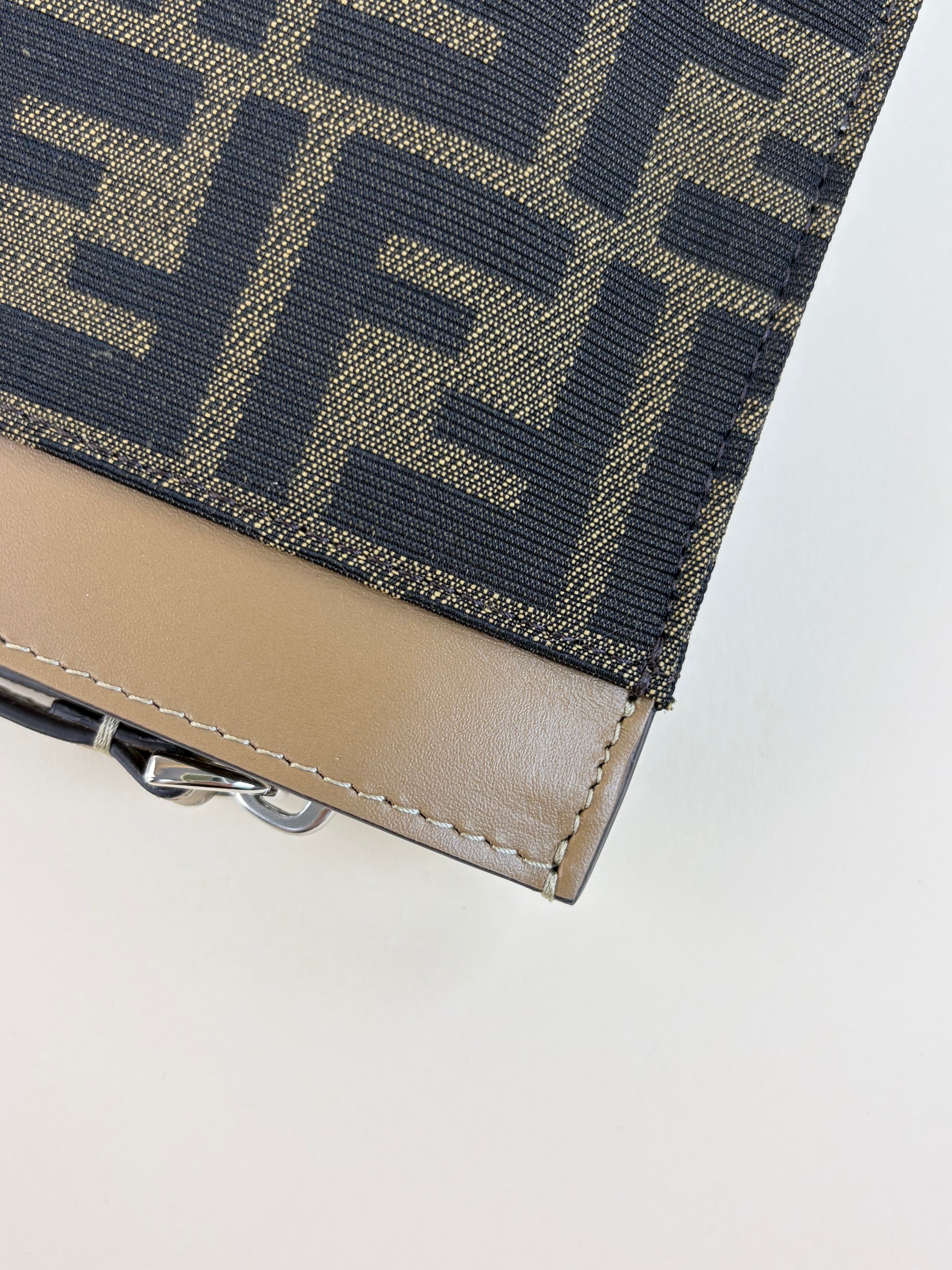 Fendi Brown FF Jacquard Flat Medium Pouch
