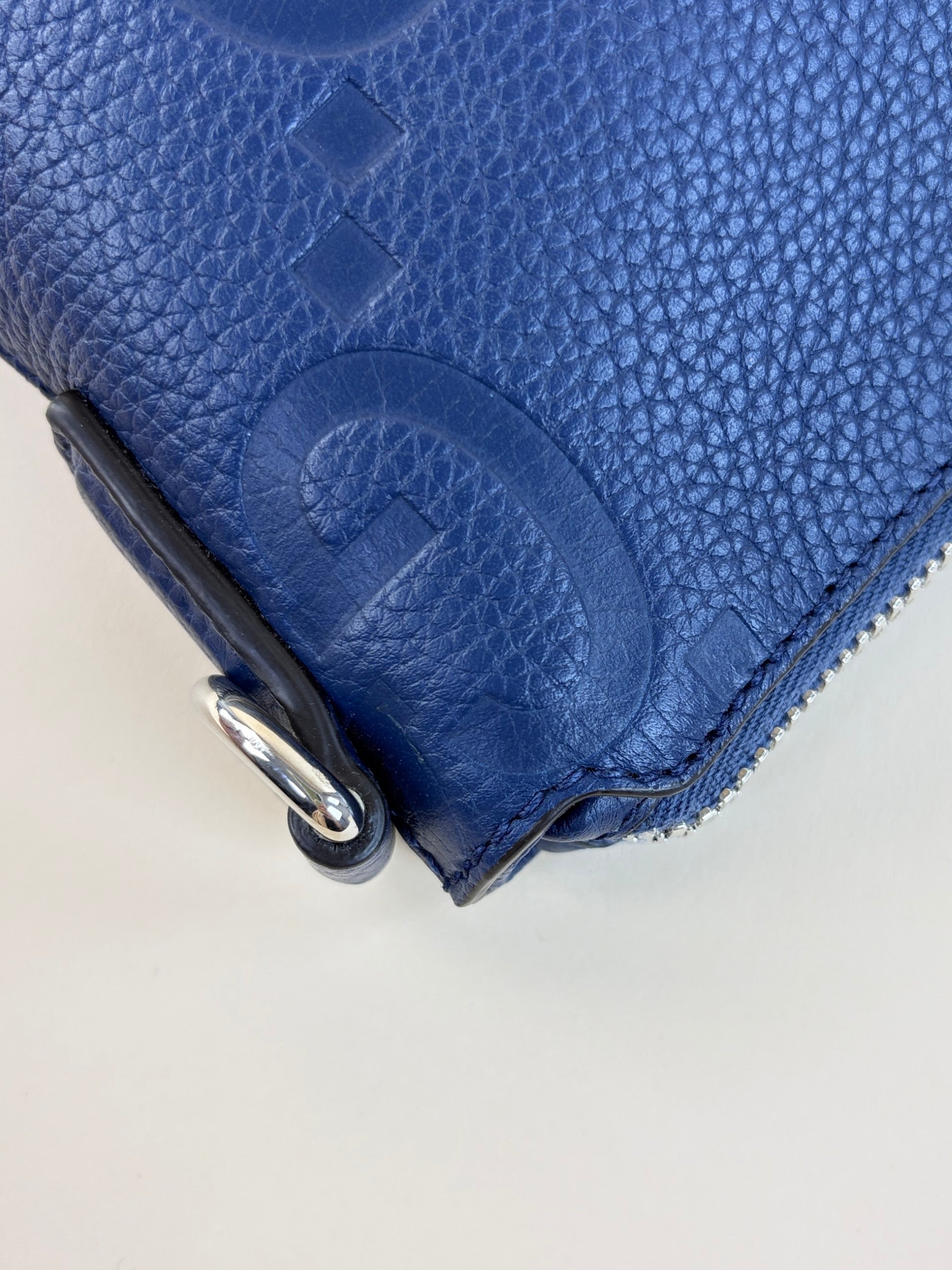 Gucci Blue Piuma Jumbo GG Embossed Small Wristlet Messenger Bag