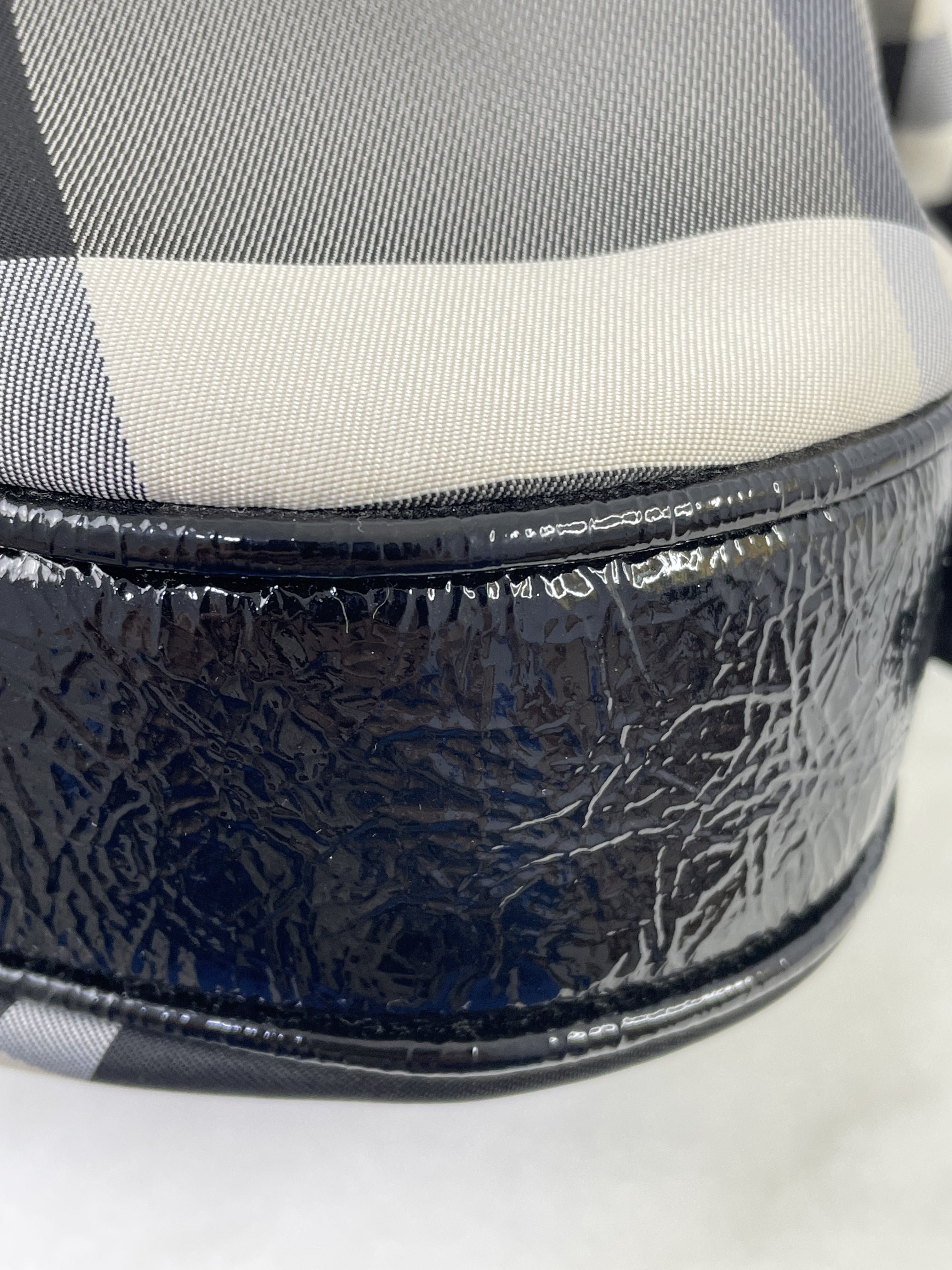Burberry Black Nylon Beat Check Brooklyn Bag