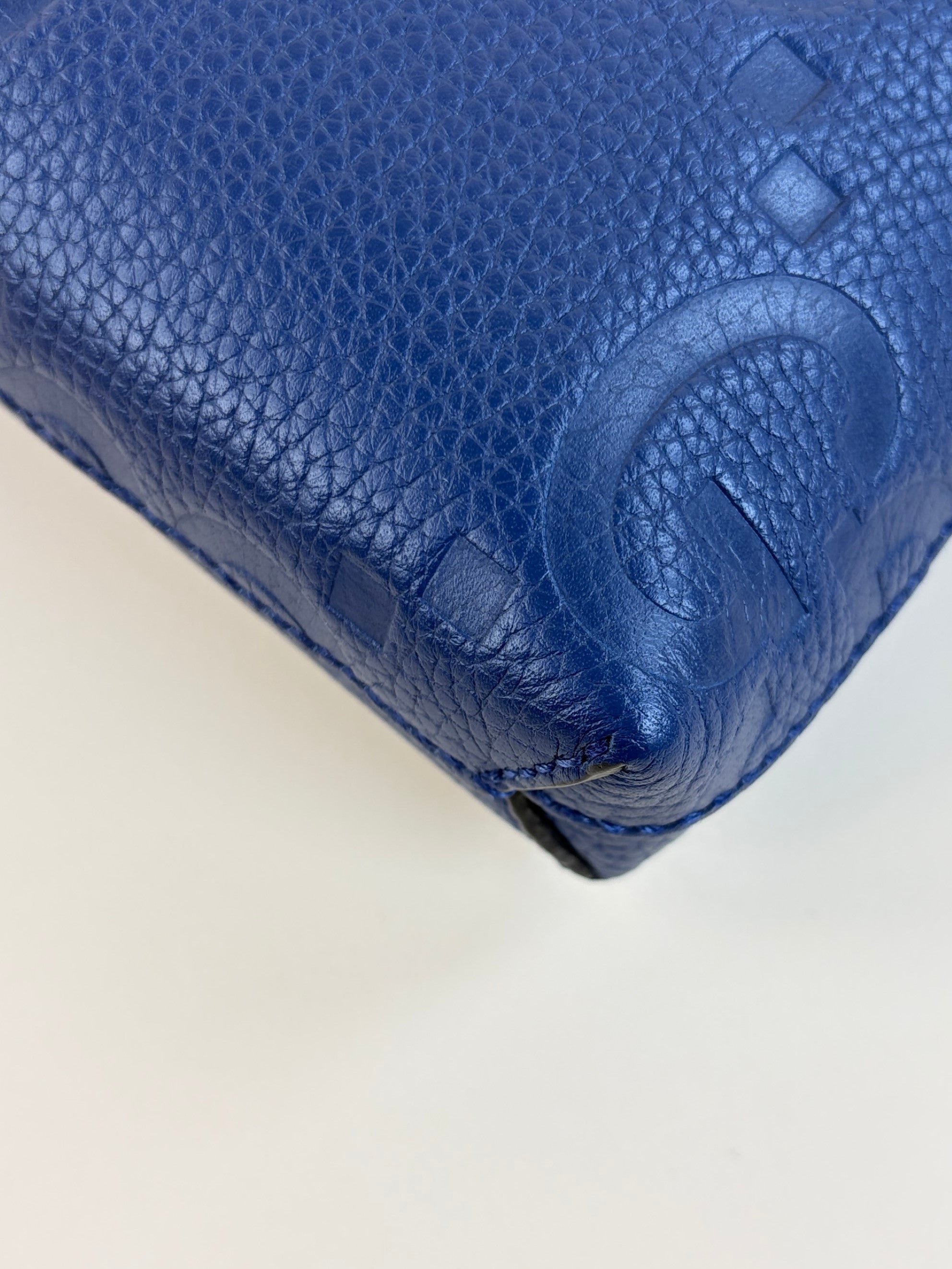 Gucci Blue Piuma Jumbo GG Embossed Small Wristlet Messenger Bag