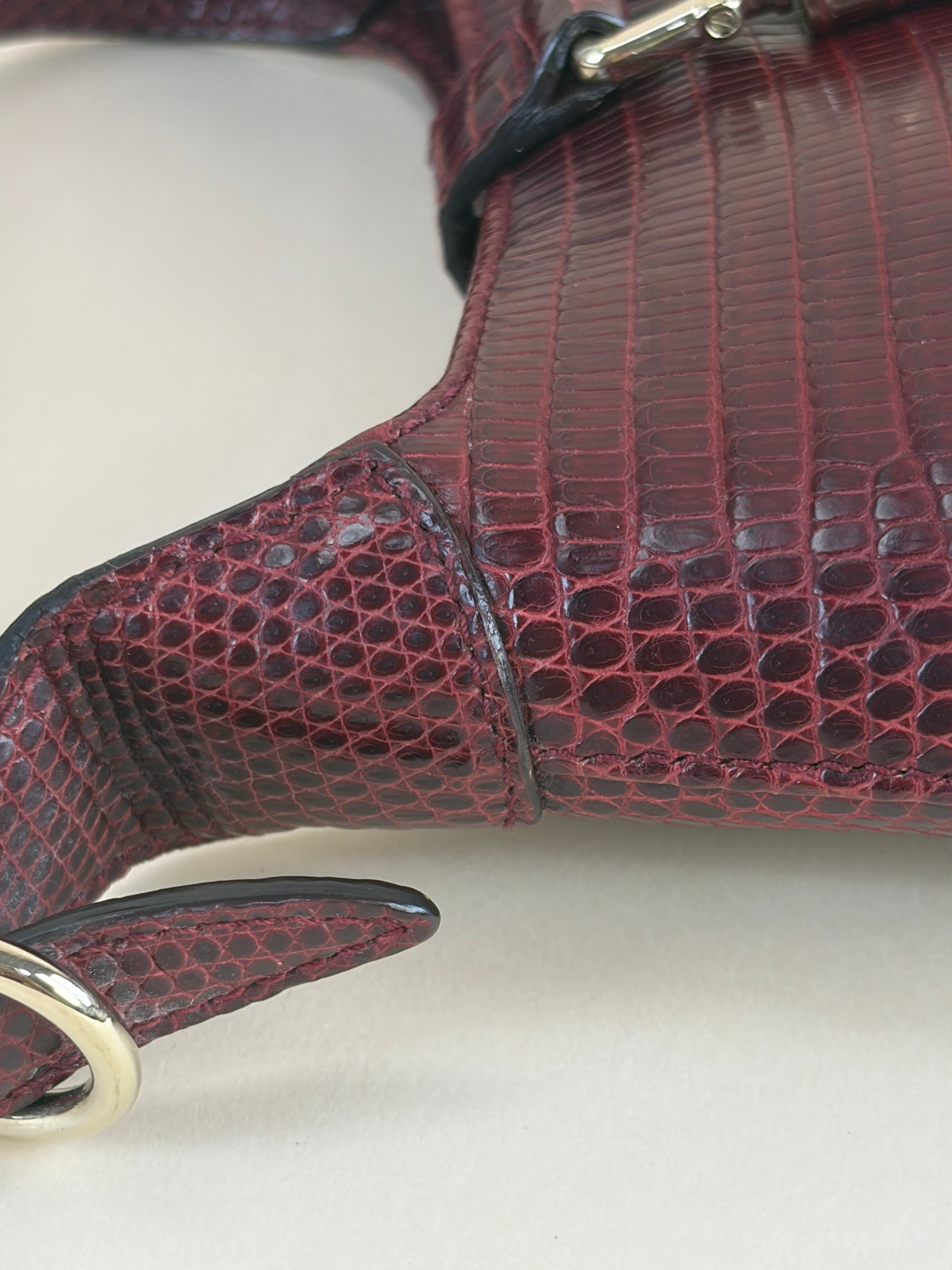 gucci mini burgundy lizard hobo bag
