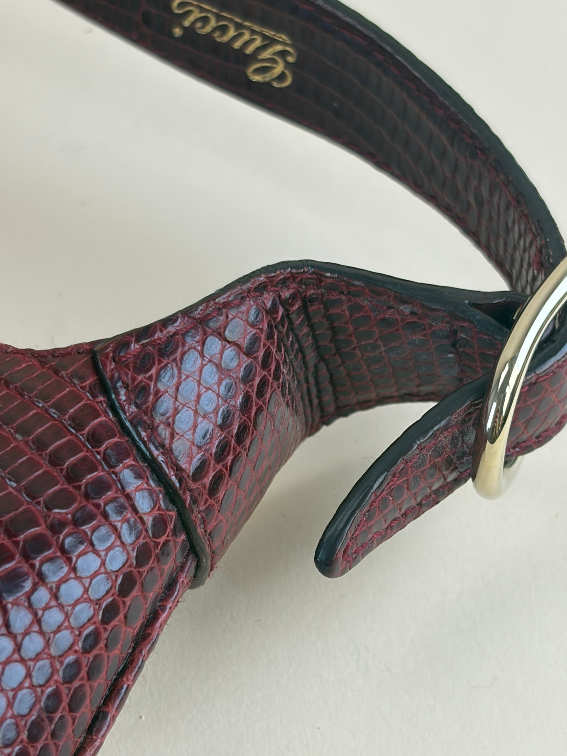 gucci mini burgundy lizard hobo bag