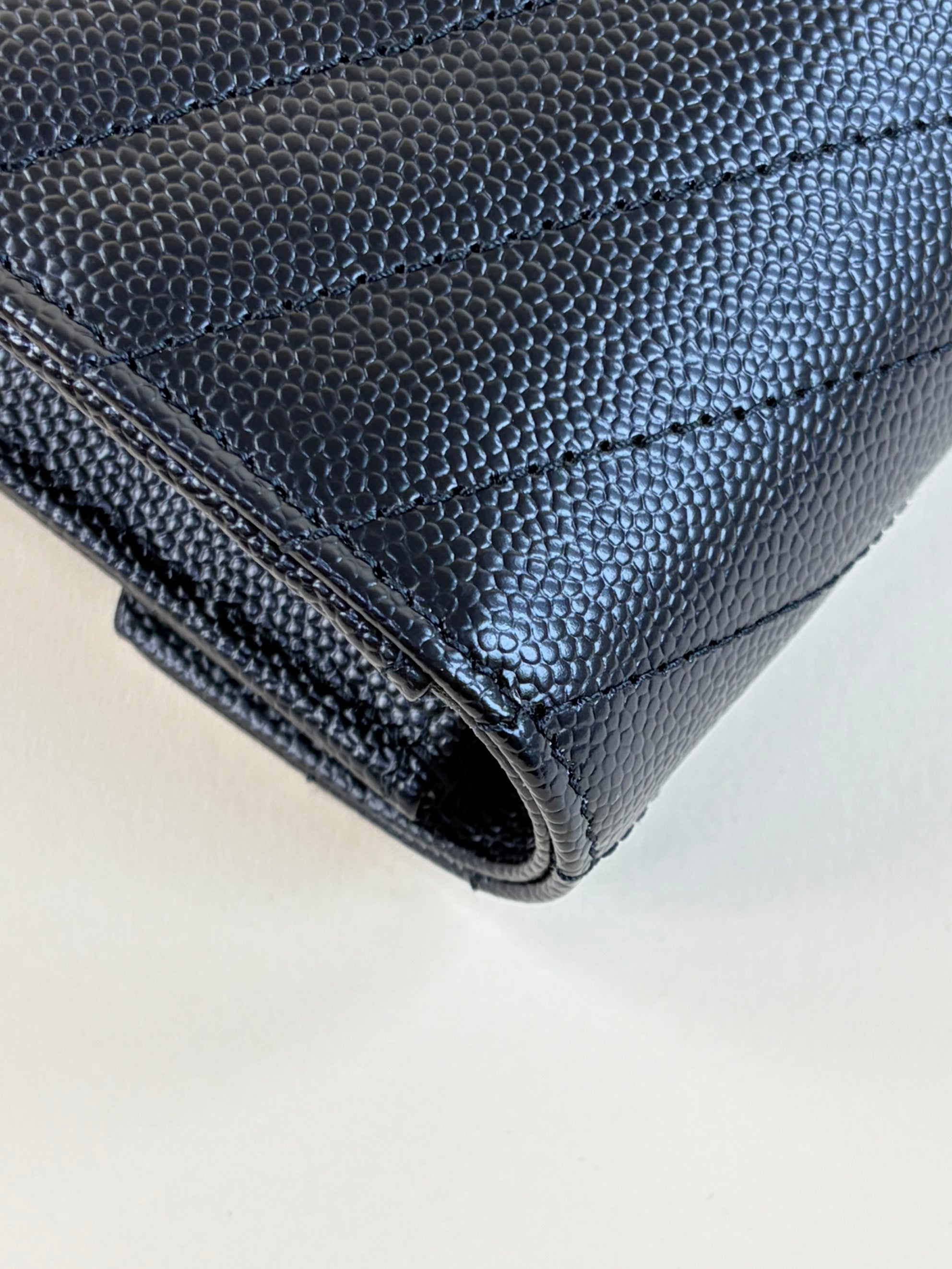 YSL Black Cassandre Envelope Wallet Chain