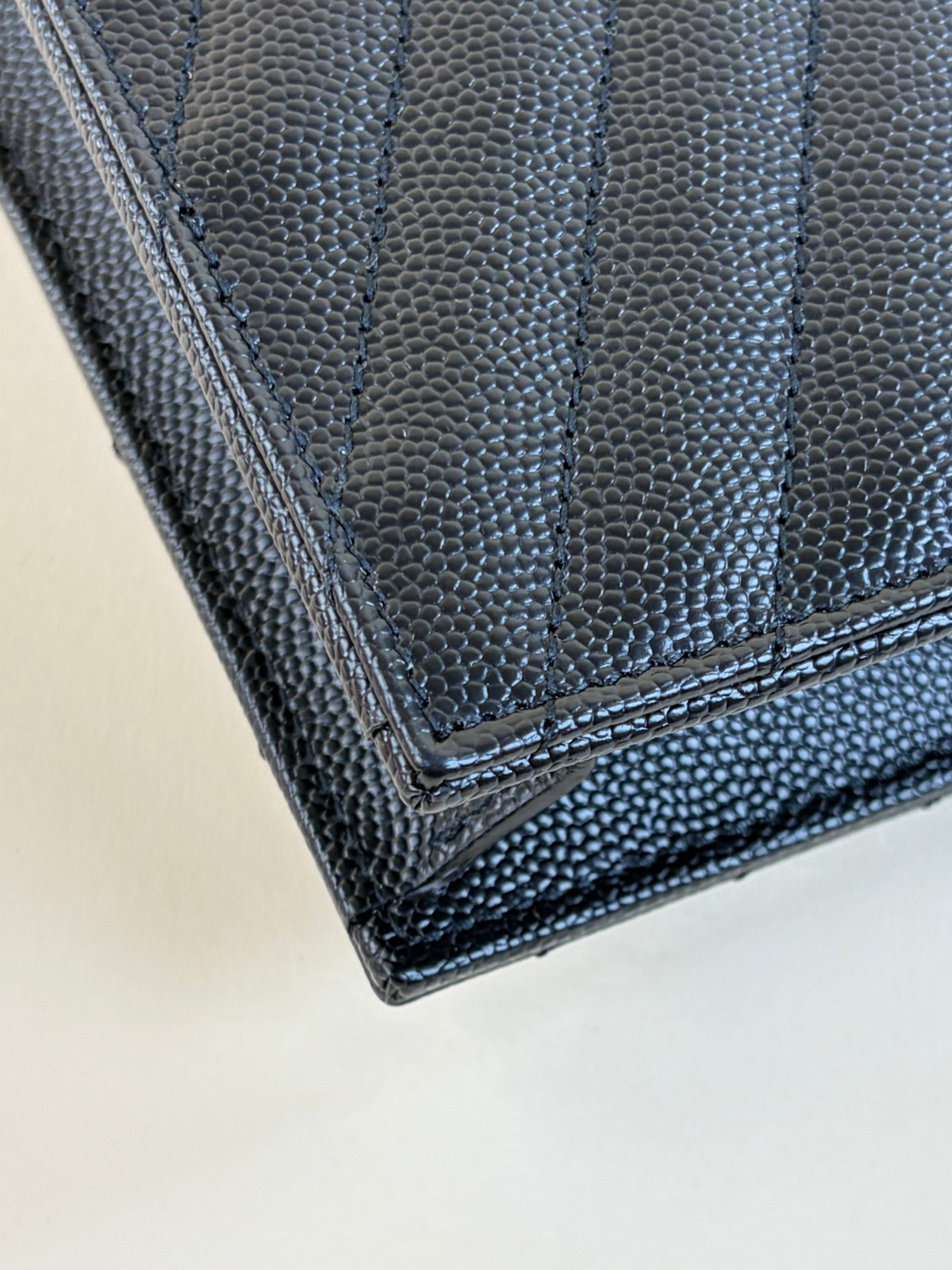 YSL Black Cassandre Envelope Wallet Chain