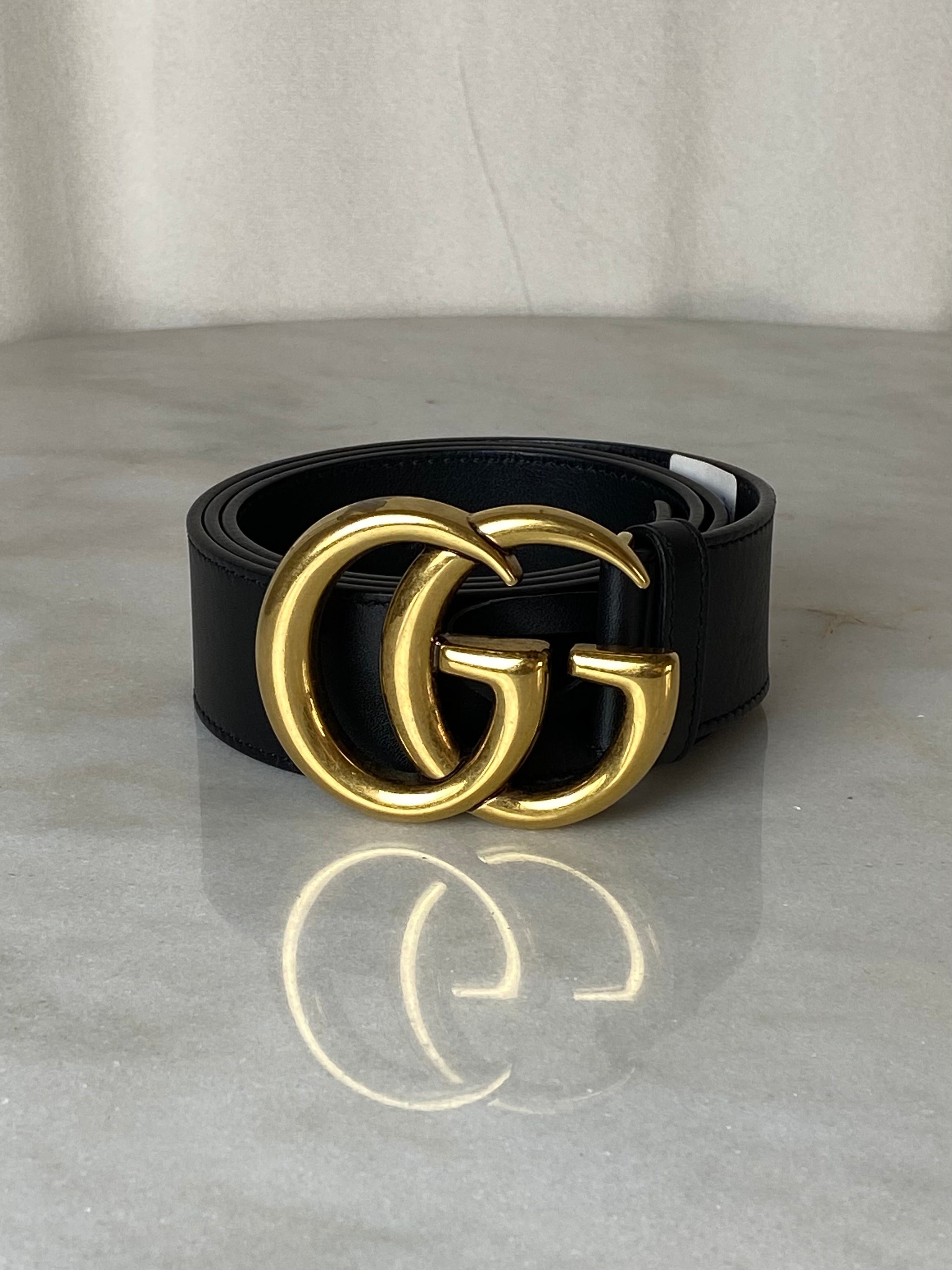 Gucci Black GG Belt 36