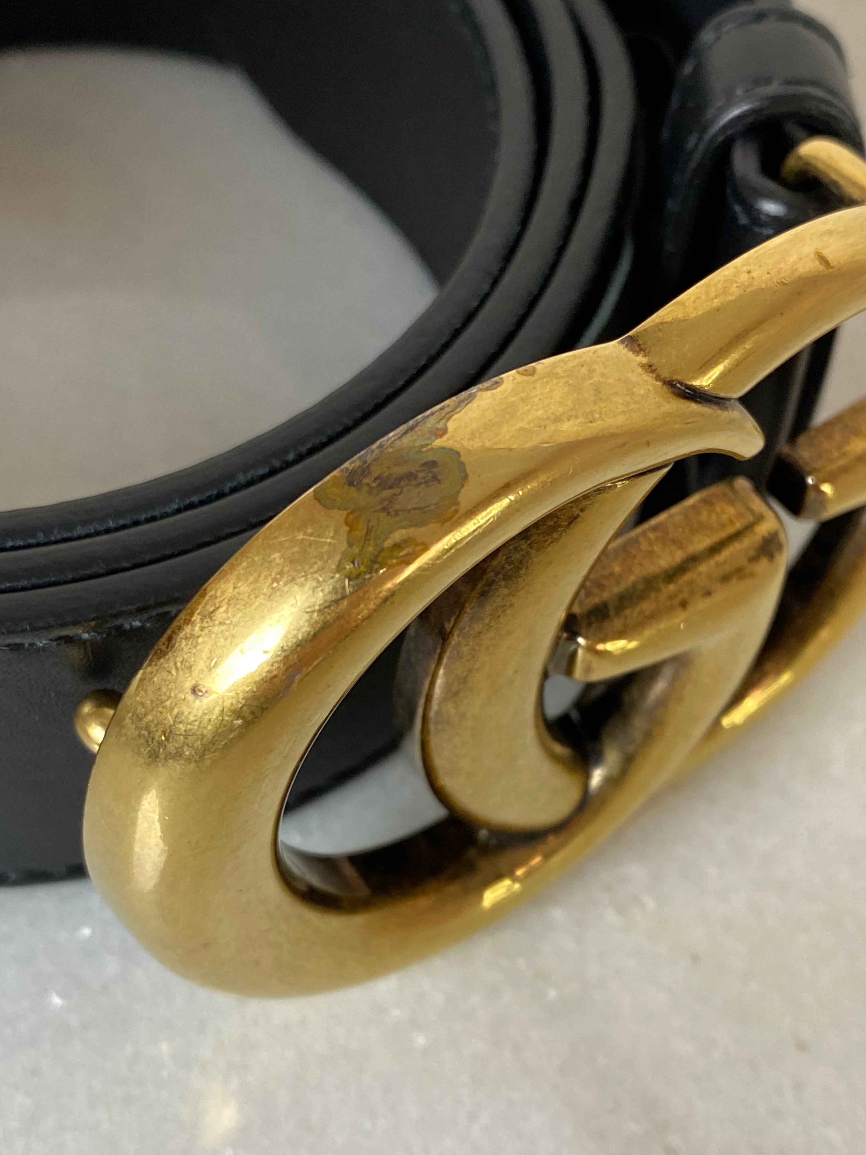 Gucci Black GG Belt 36