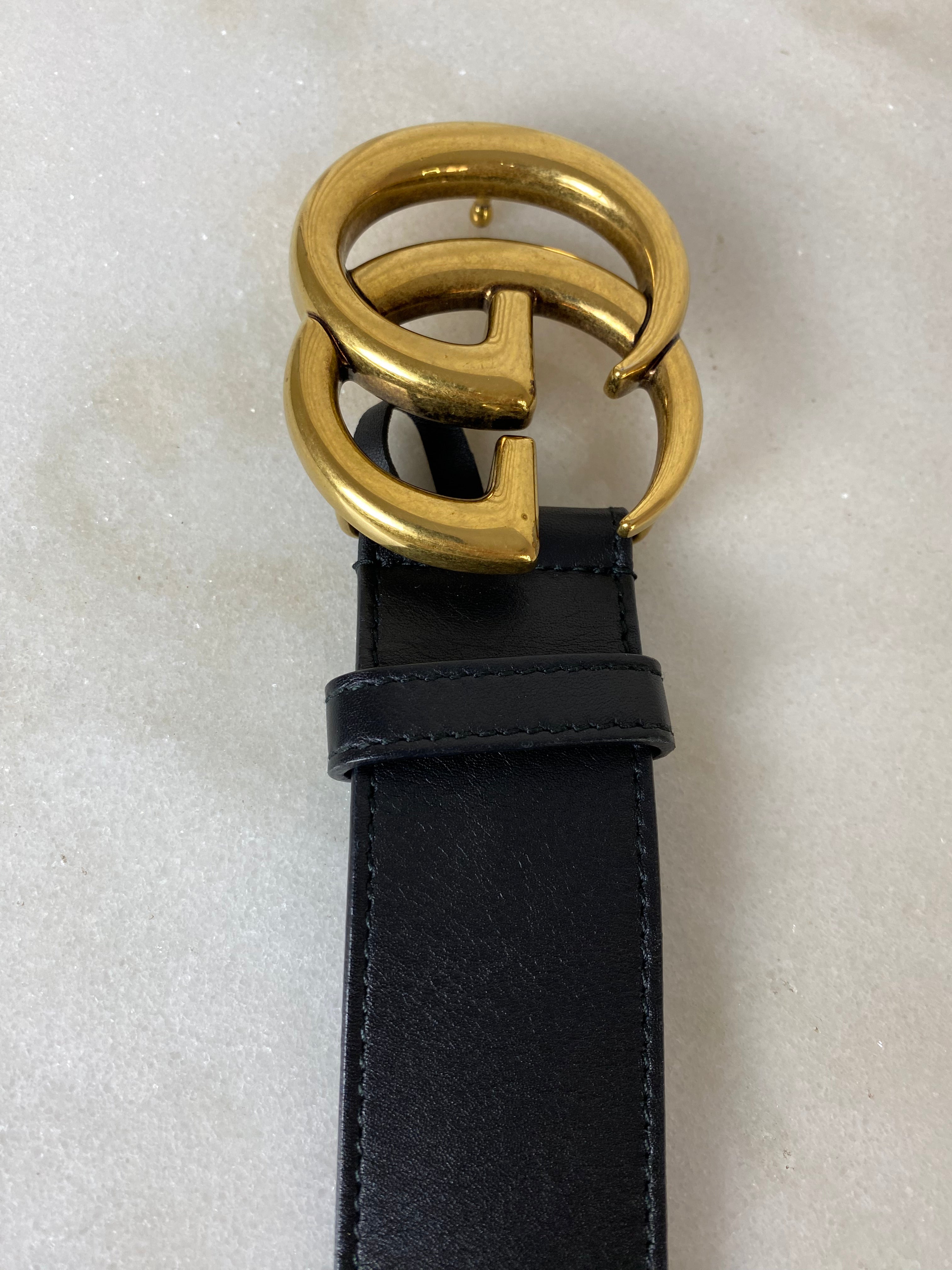 Gucci Black GG Belt 36