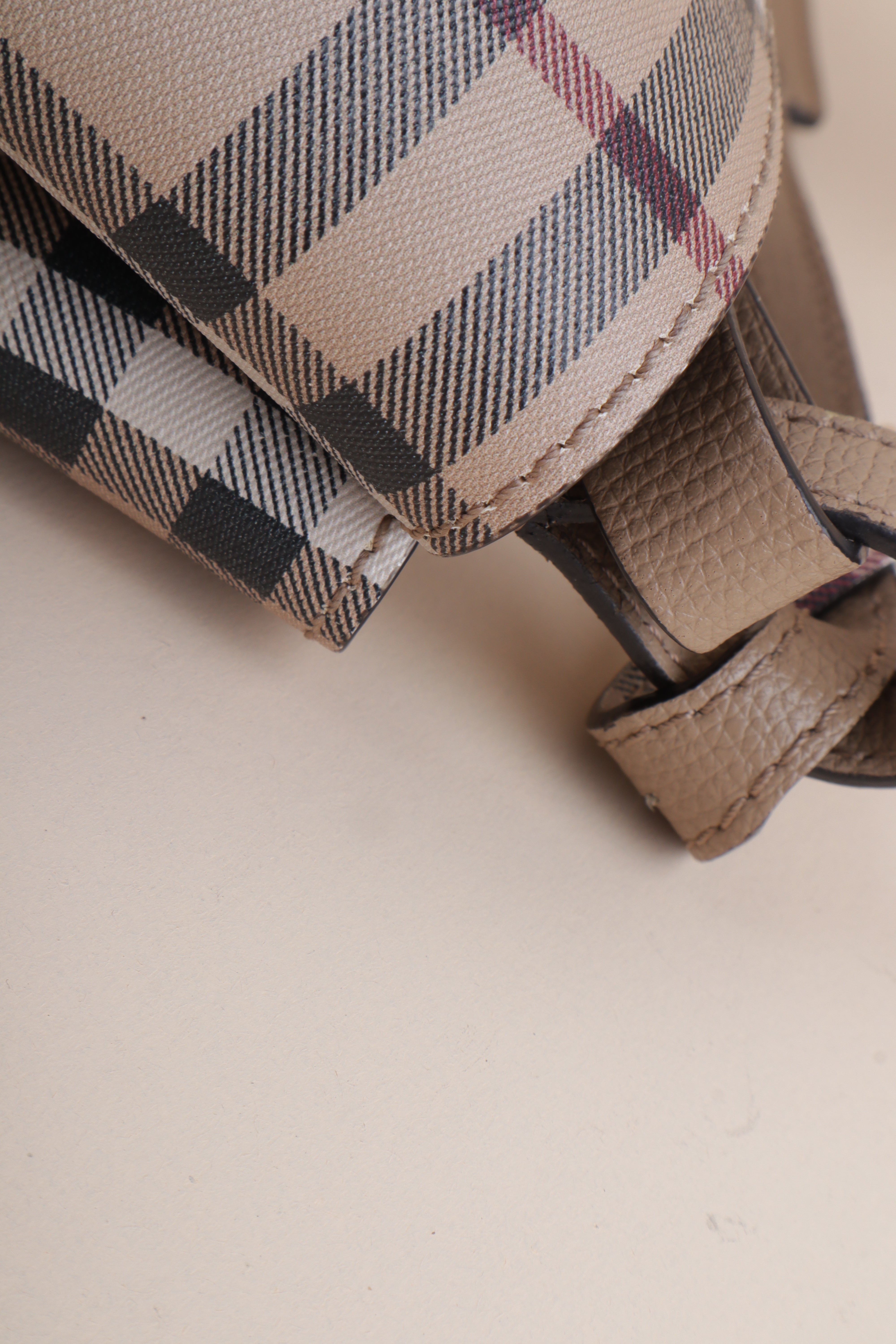 Burberry Beige Lorne Small Nova Check Bucket Bag