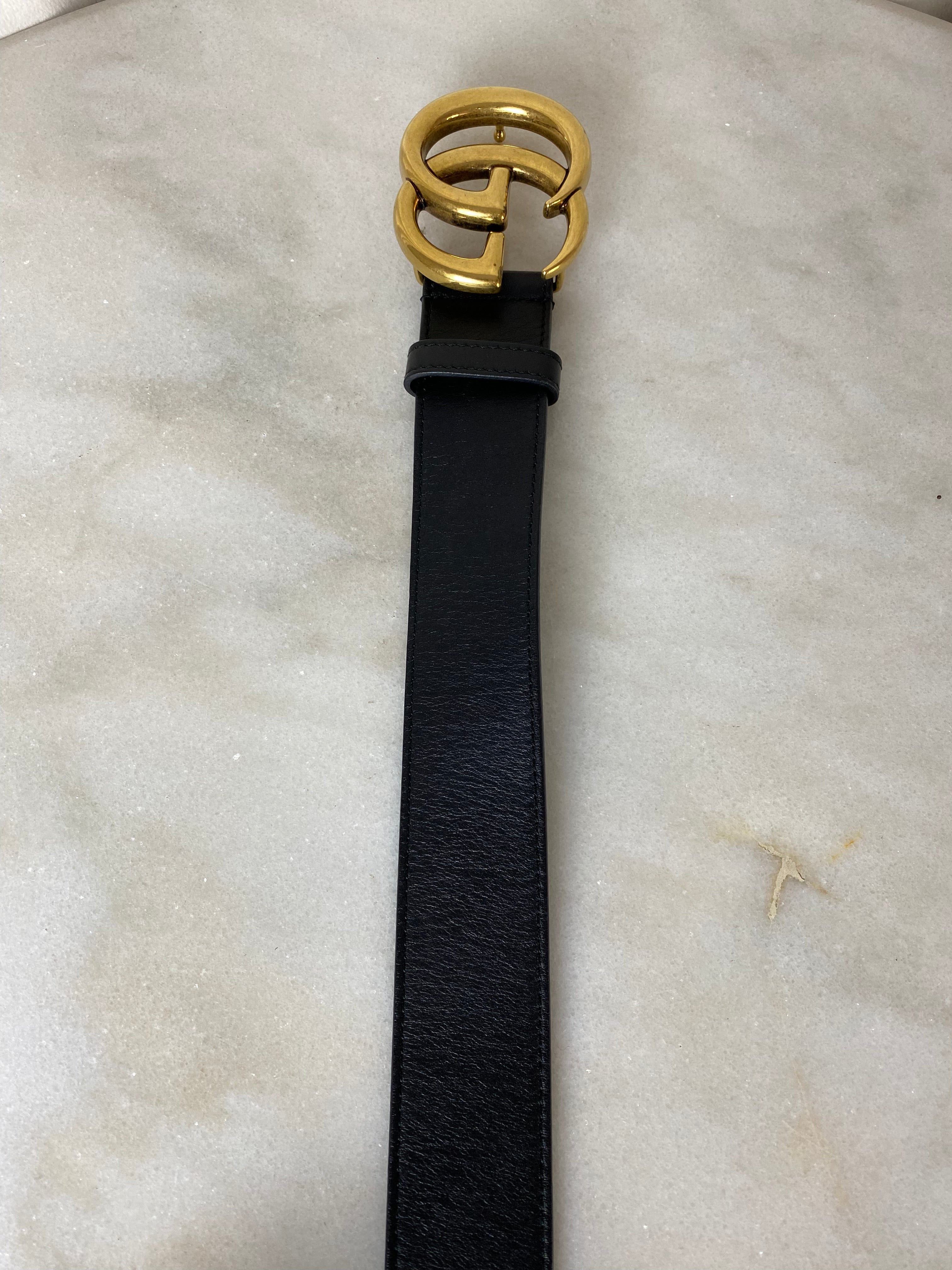 Gucci Black GG Belt 36