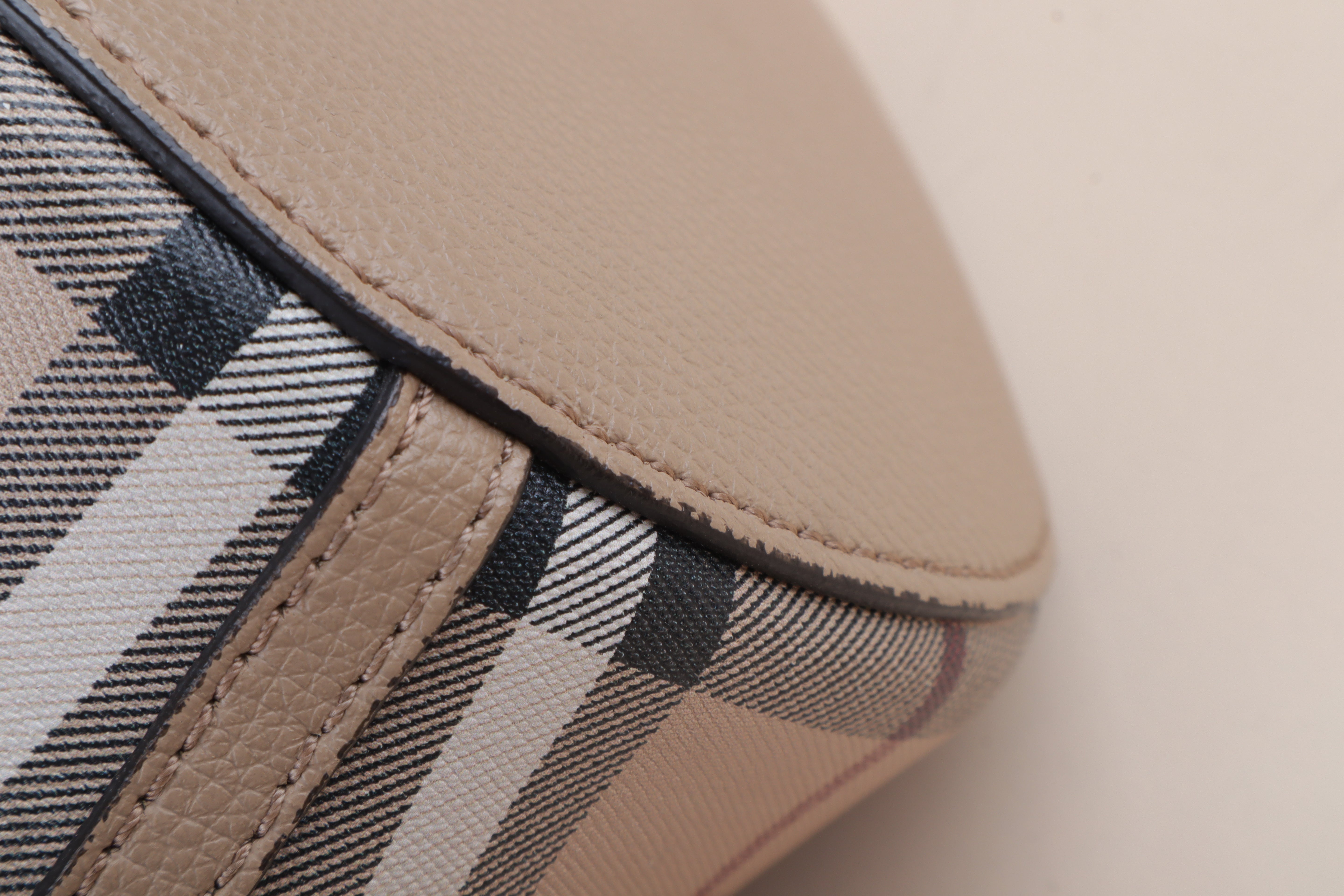 Burberry Beige Lorne Small Nova Check Bucket Bag