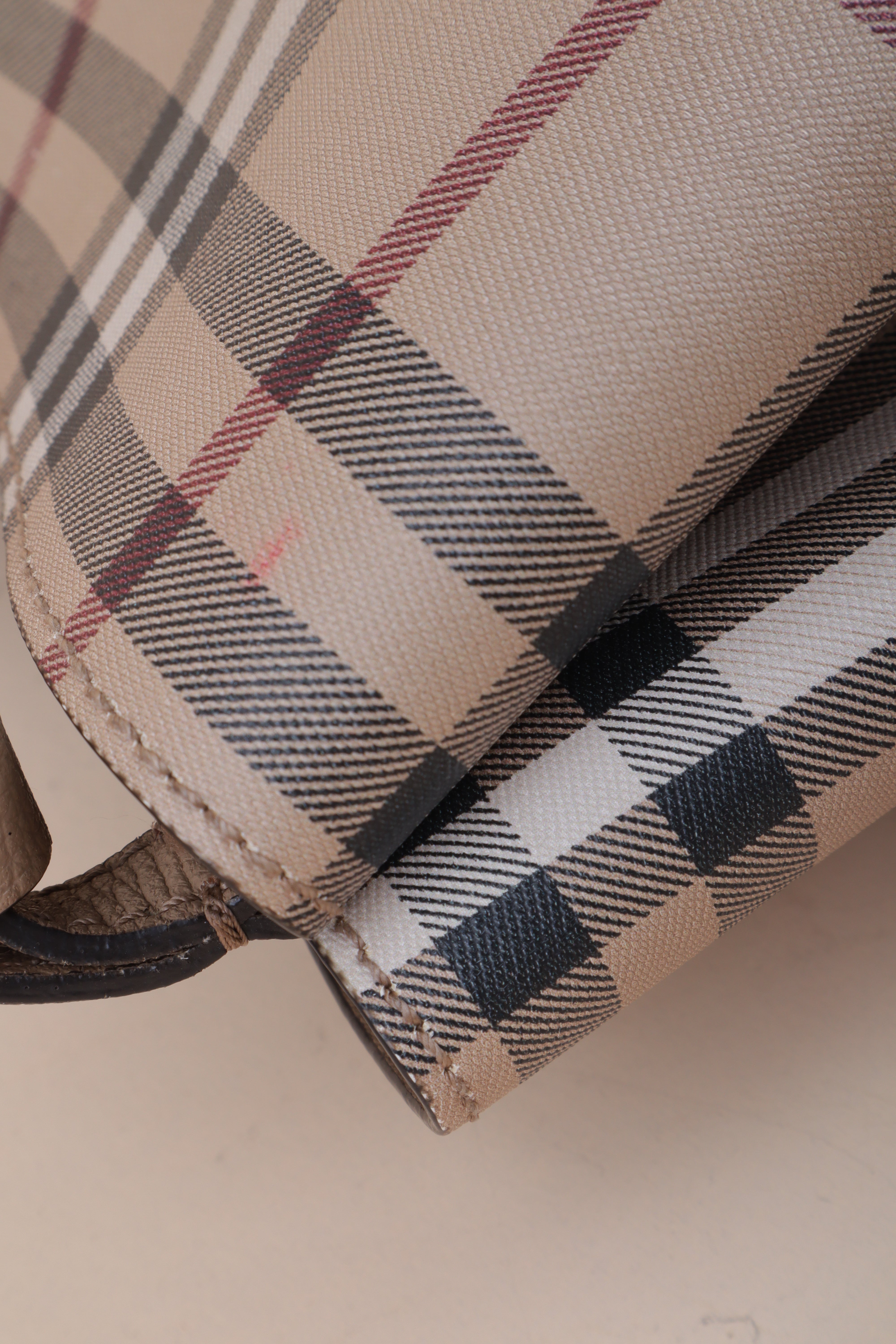 Burberry Beige Lorne Small Nova Check Bucket Bag