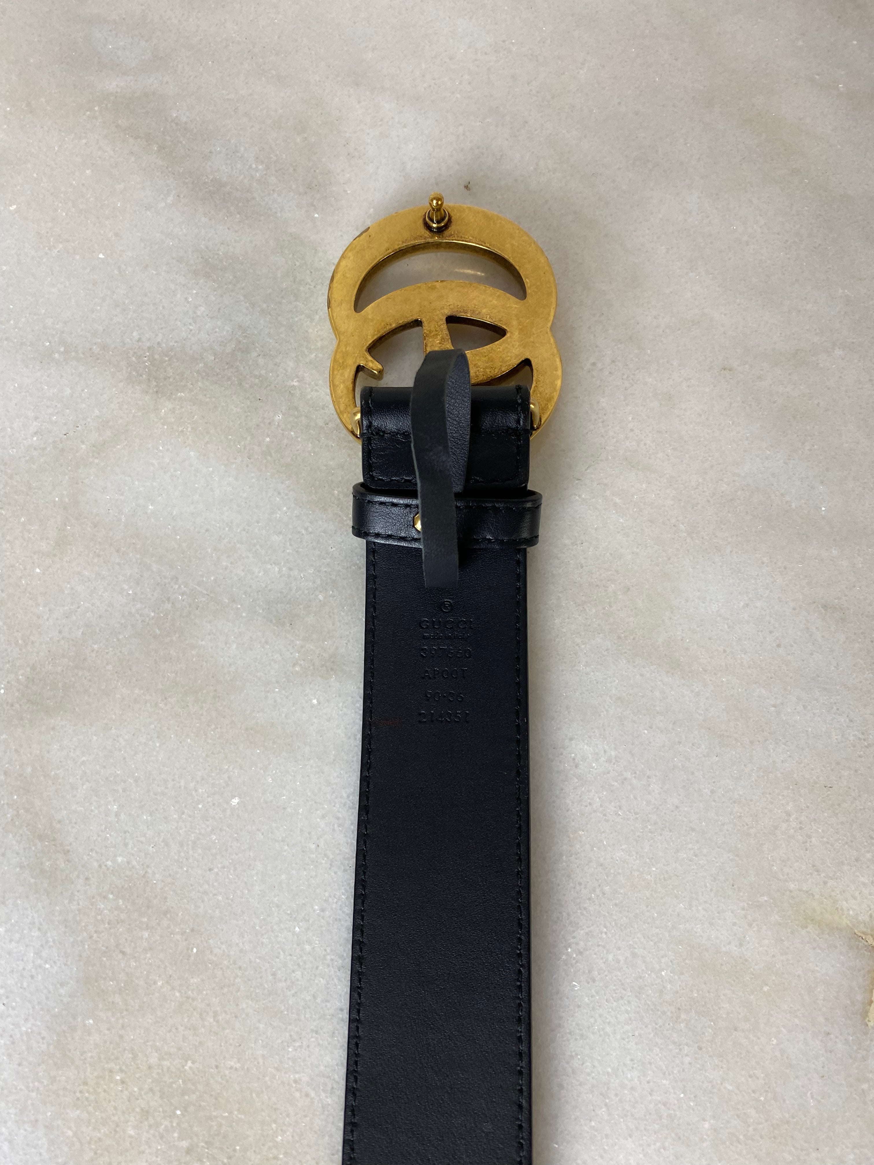 Gucci Black GG Belt 36