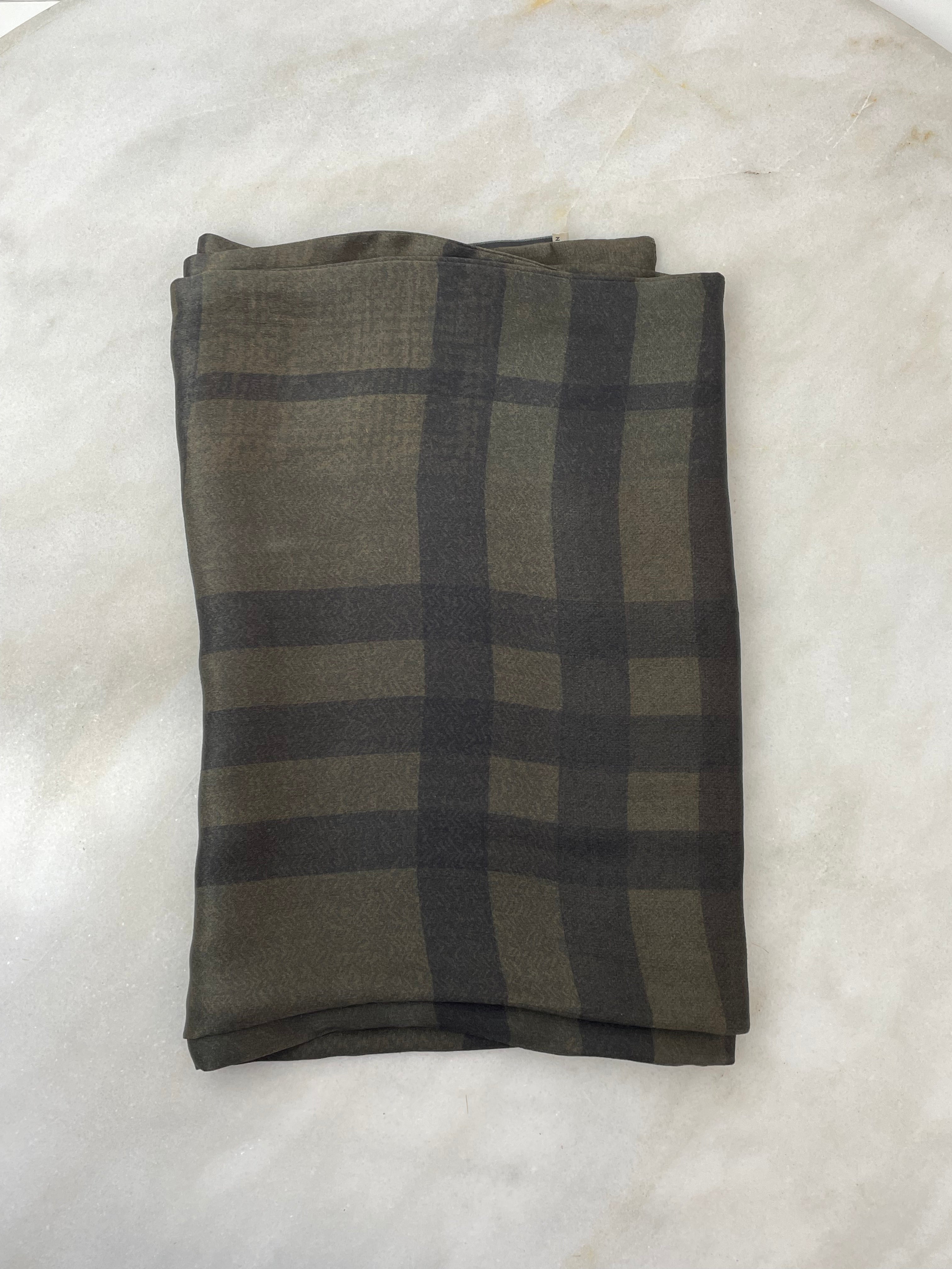 Burberry Olive Nova Check Silk Scarf