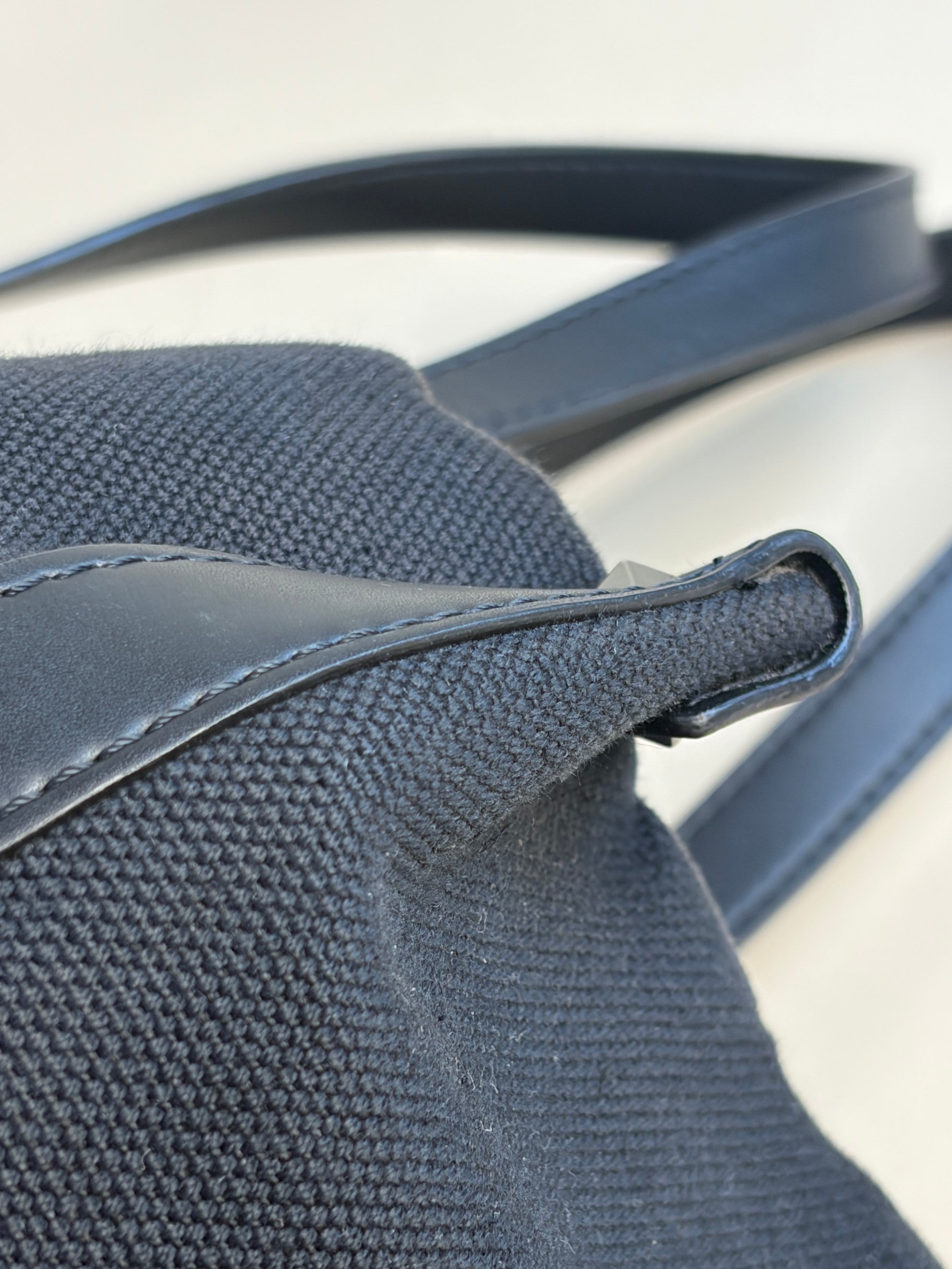 Valentino black canvas calfskin VL TN logo print small rock studs tote bag